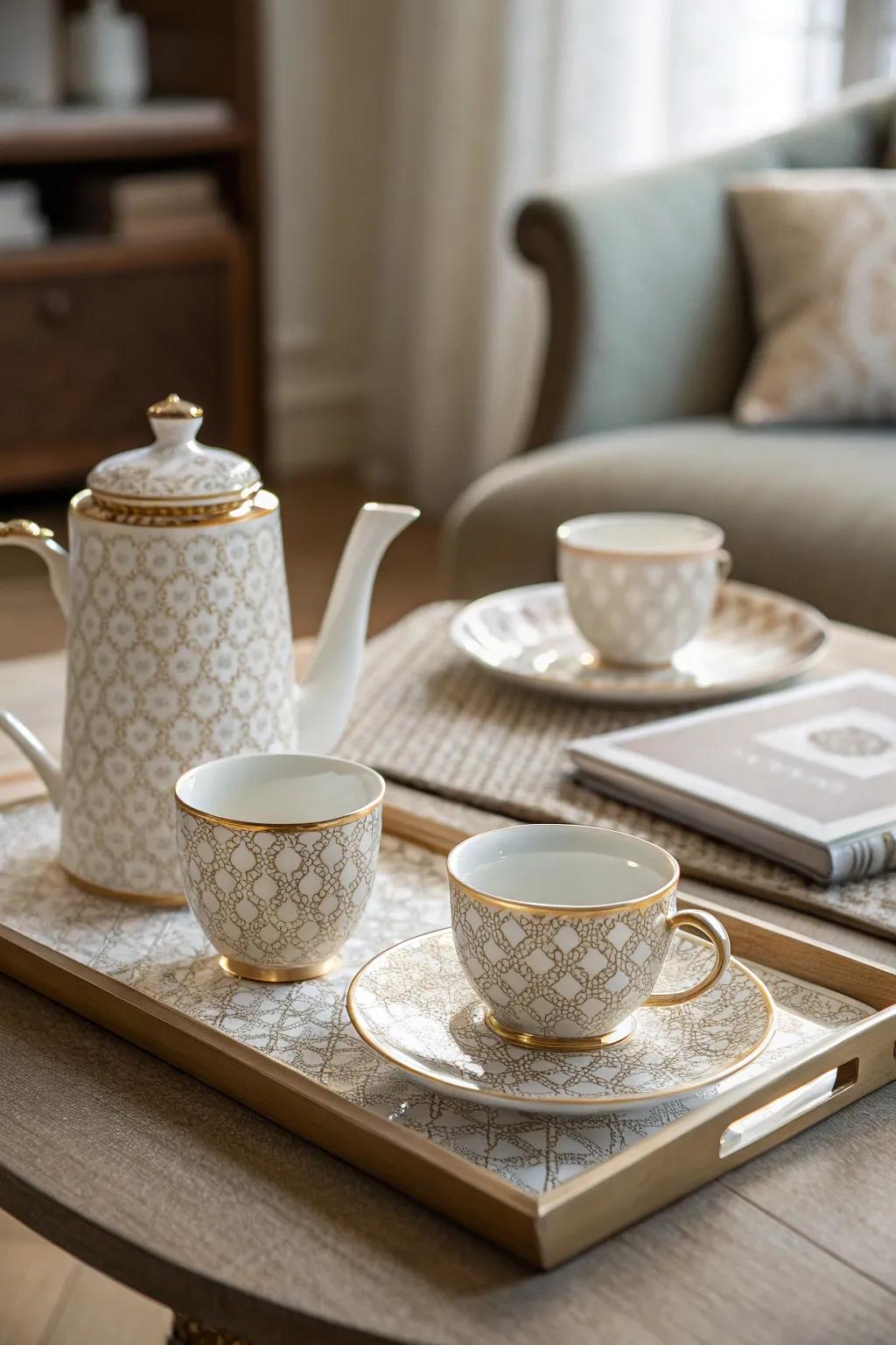 Enjoy elegant moments with a classic china tea set.