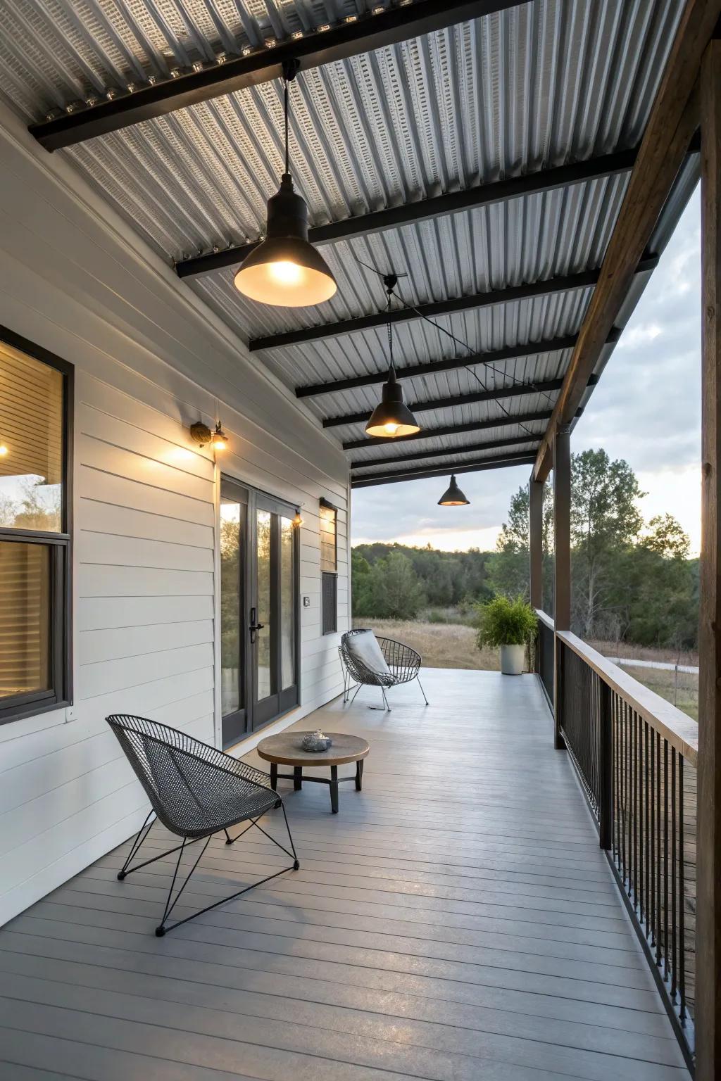 Metal roofs add modern edge and durability.