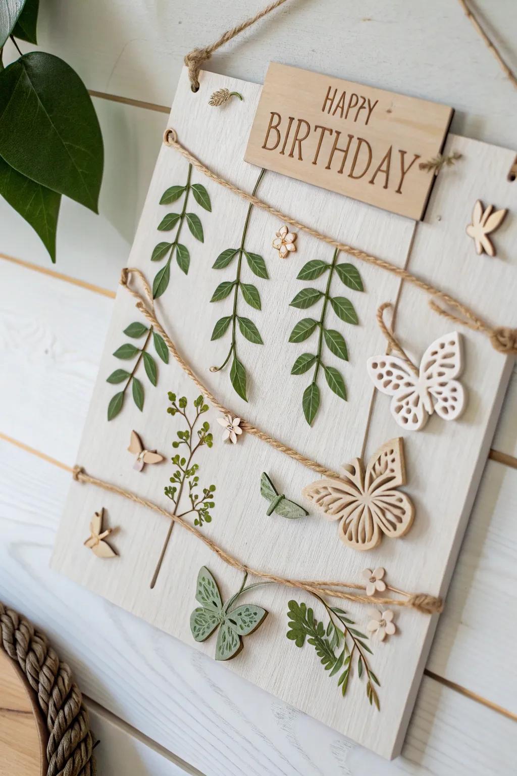 Embrace the beauty of nature with a minimalist birthday board that brings the outdoors inside, perfect for a back-to-school celebration.