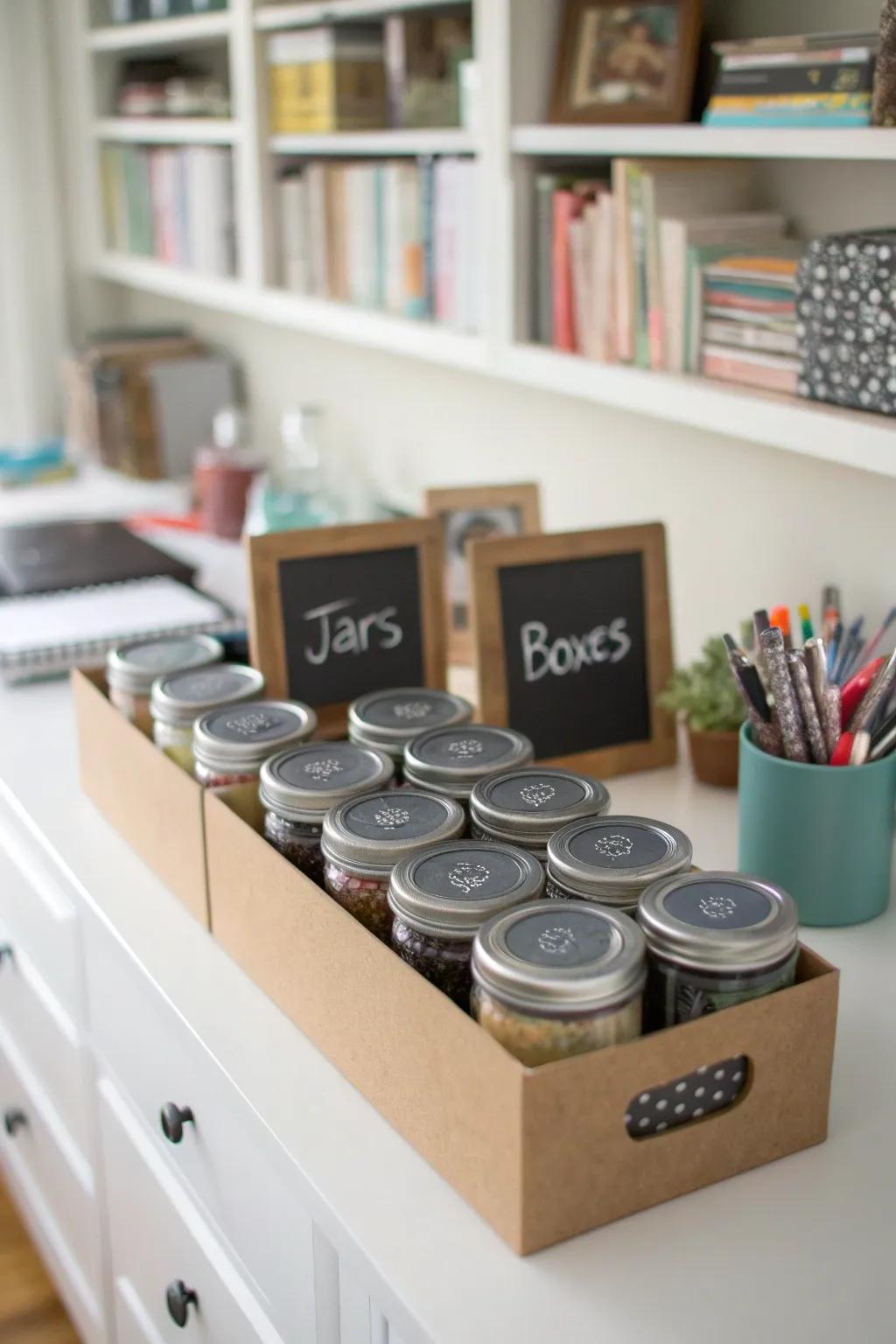 Stay organized with customizable chalkboard labels.