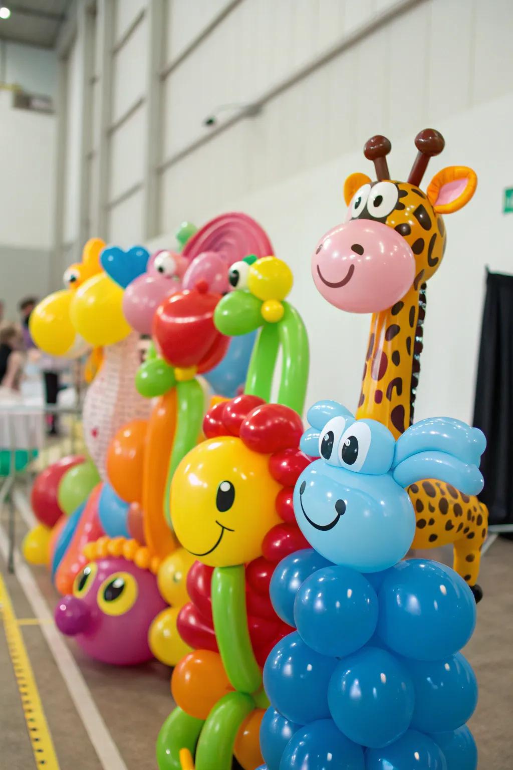 A collection of whimsical balloon animals.