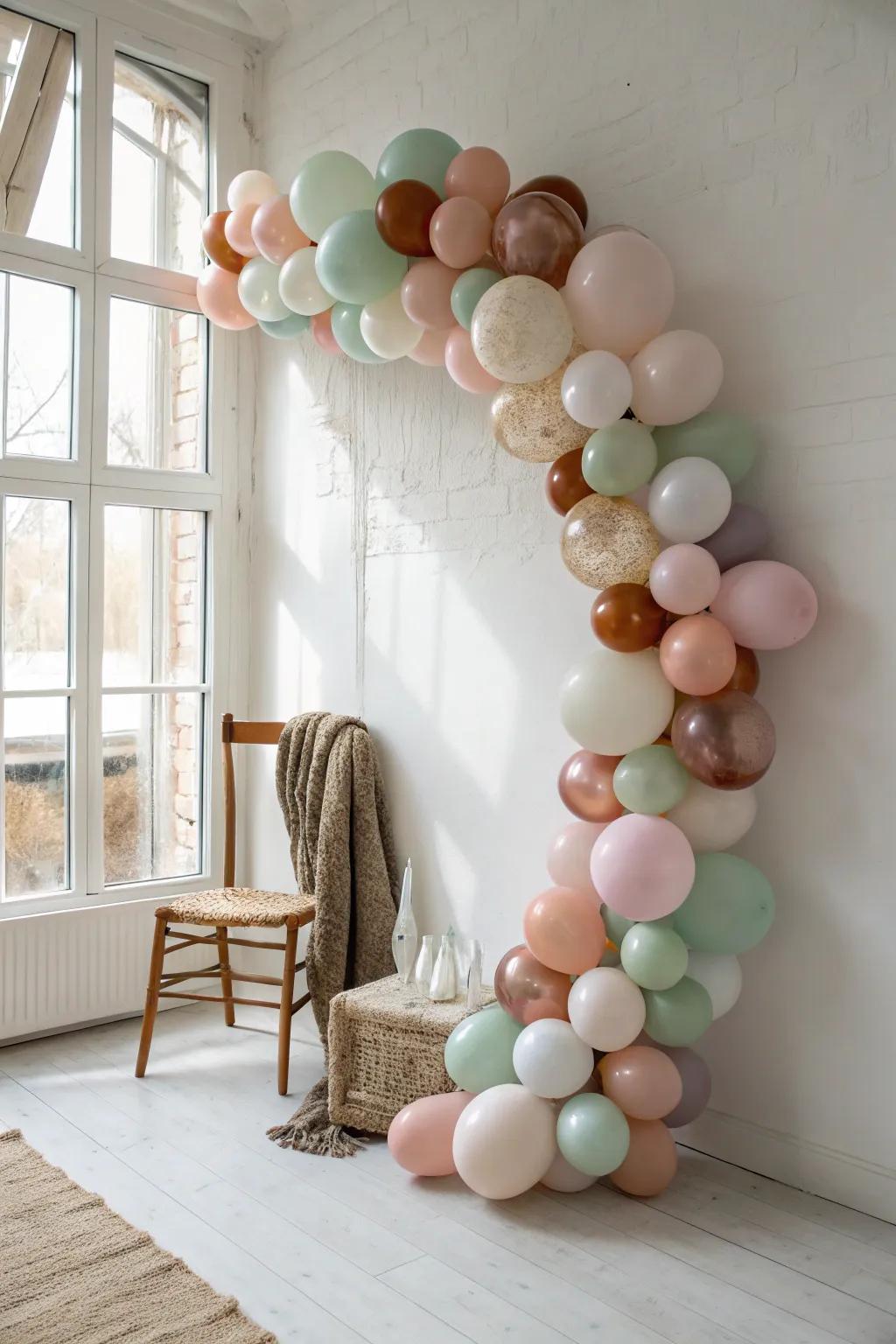 Elevate your space with a dreamy balloon garland—perfect for adding a touch of whimsy to any celebration!