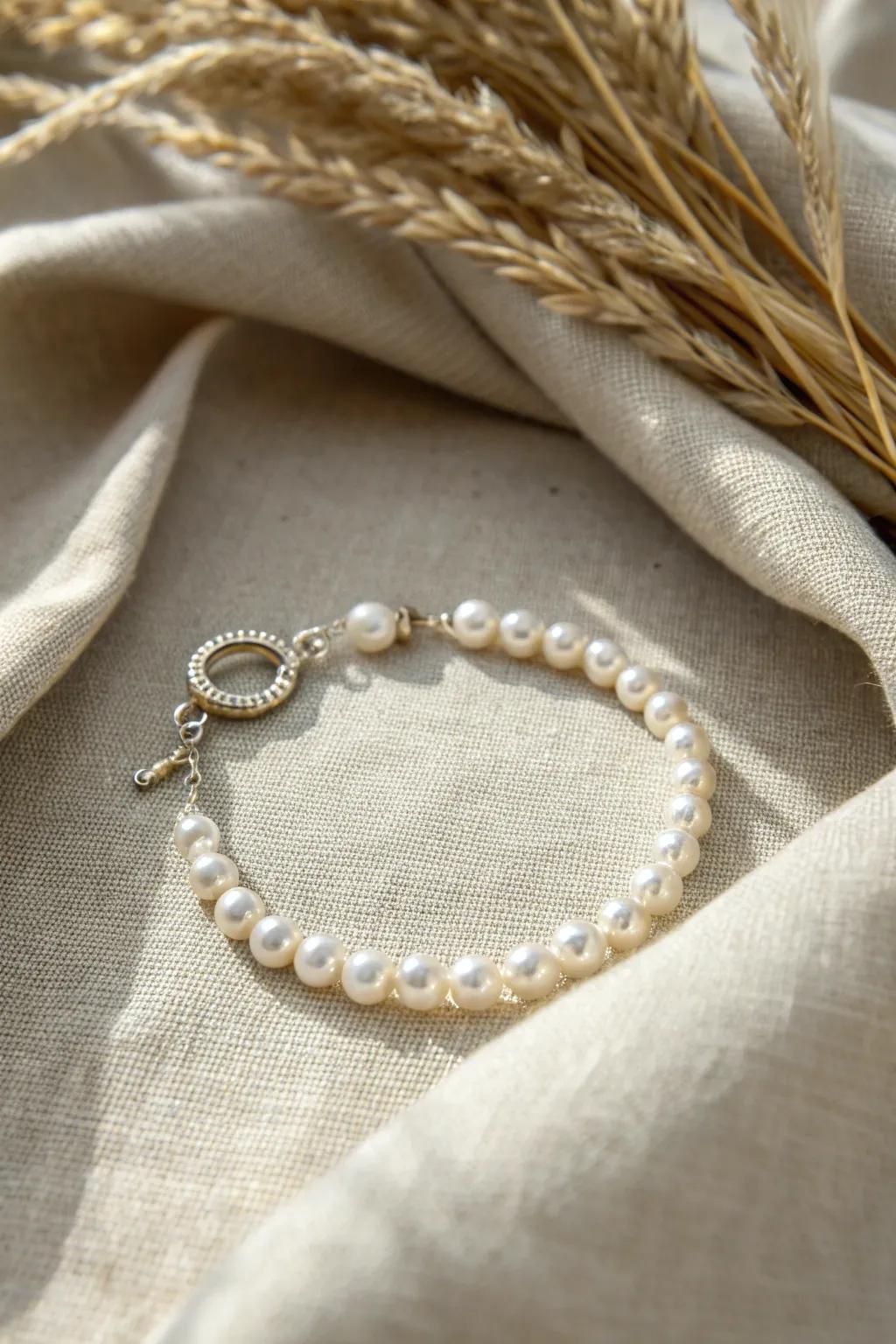 Elevate elegance: Discover the seamless beauty of a pearl clasp on your favorite bracelet.