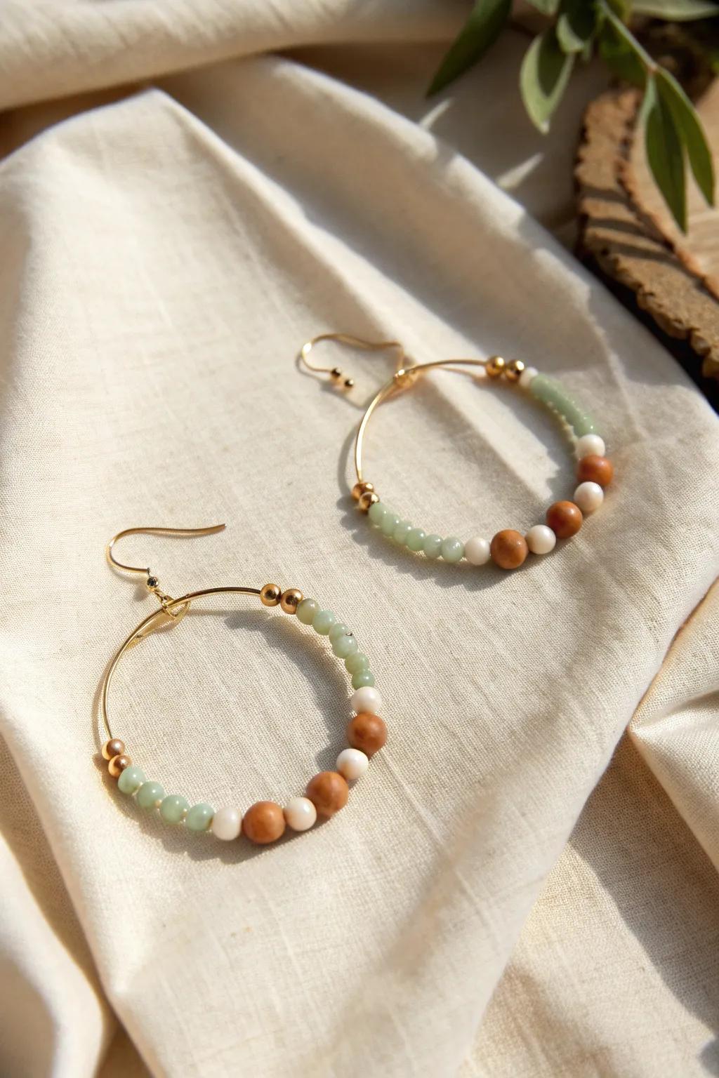 Elevate your style with these stunning beaded statement hoops, where minimalist elegance meets boho charm.