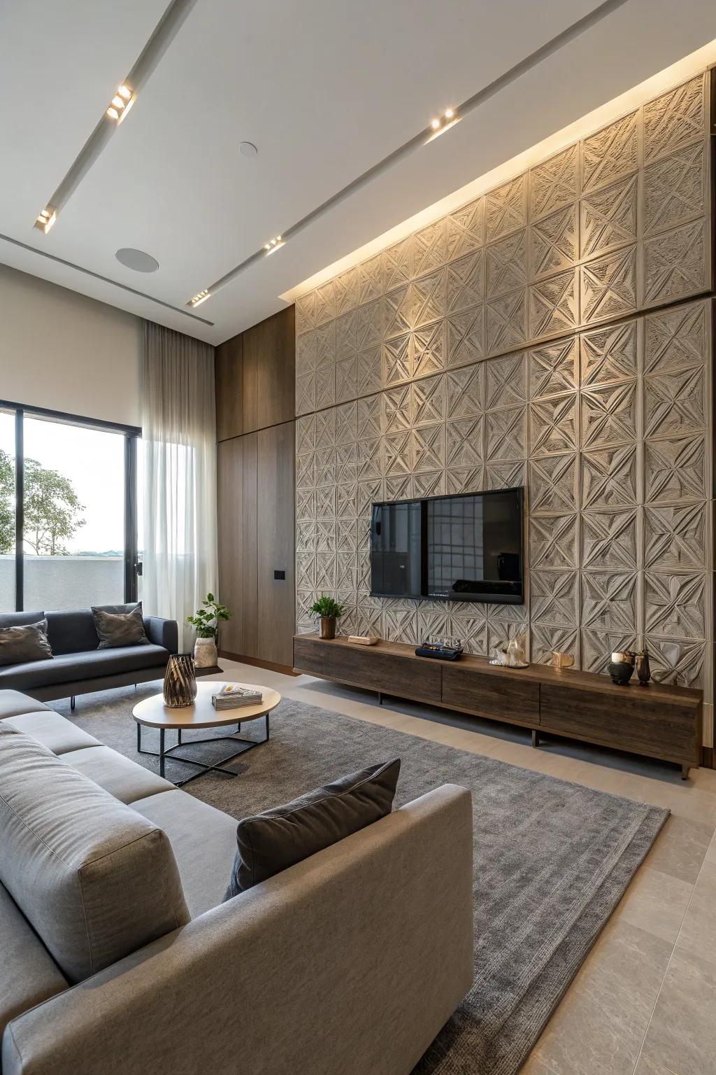 Textured panels introduce a sophisticated touch to your decor.