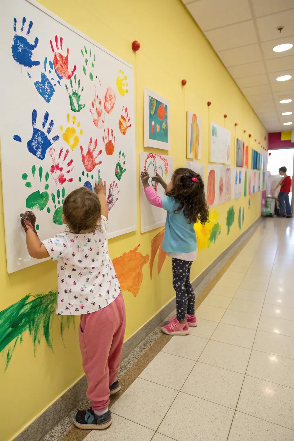 Joyful finger paintings showcasing toddlers' free spirit and creativity.