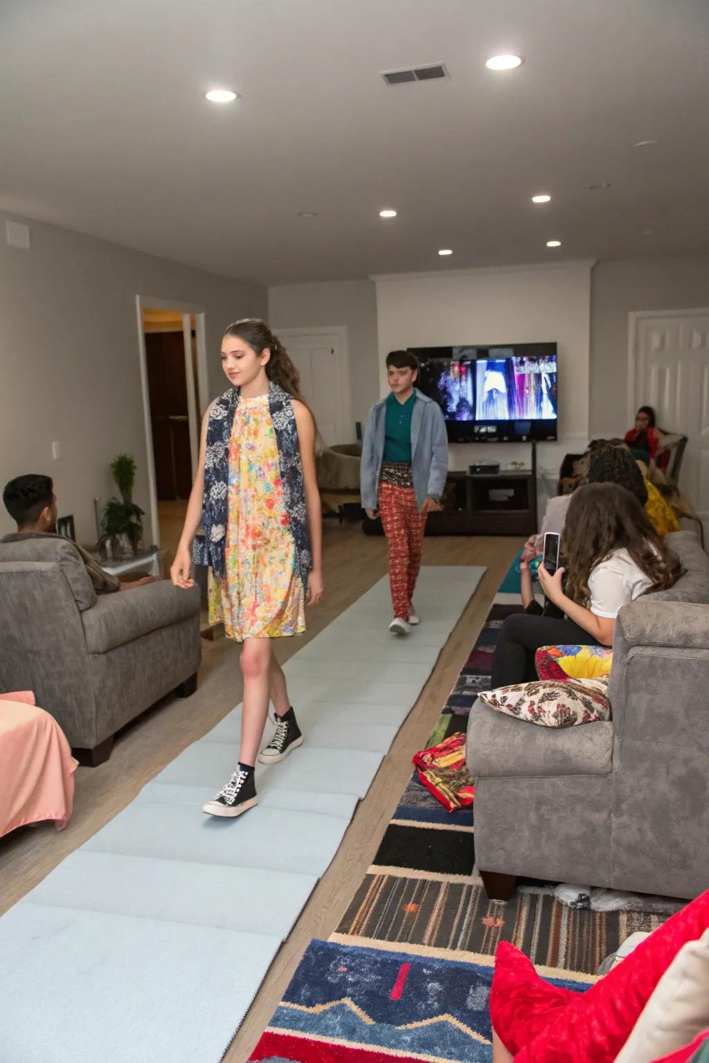 Walk the runway and showcase style at a fashion show party.