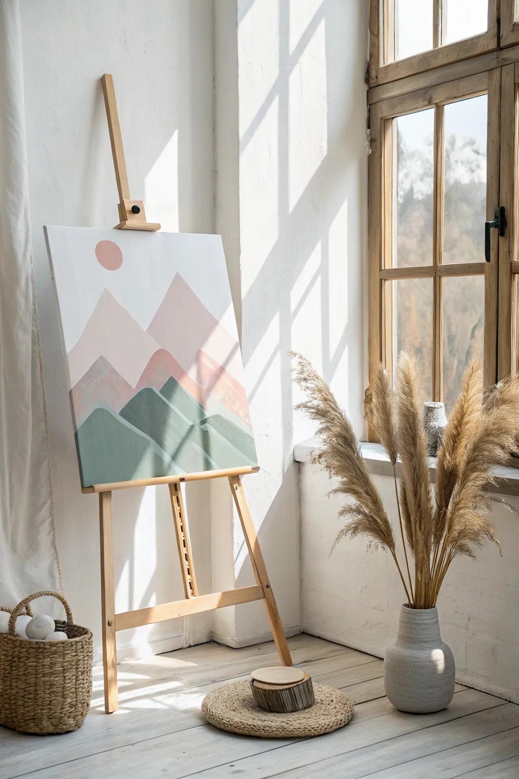 Embrace tranquility with minimalist mountain art—where simplicity meets serene craftsmanship.