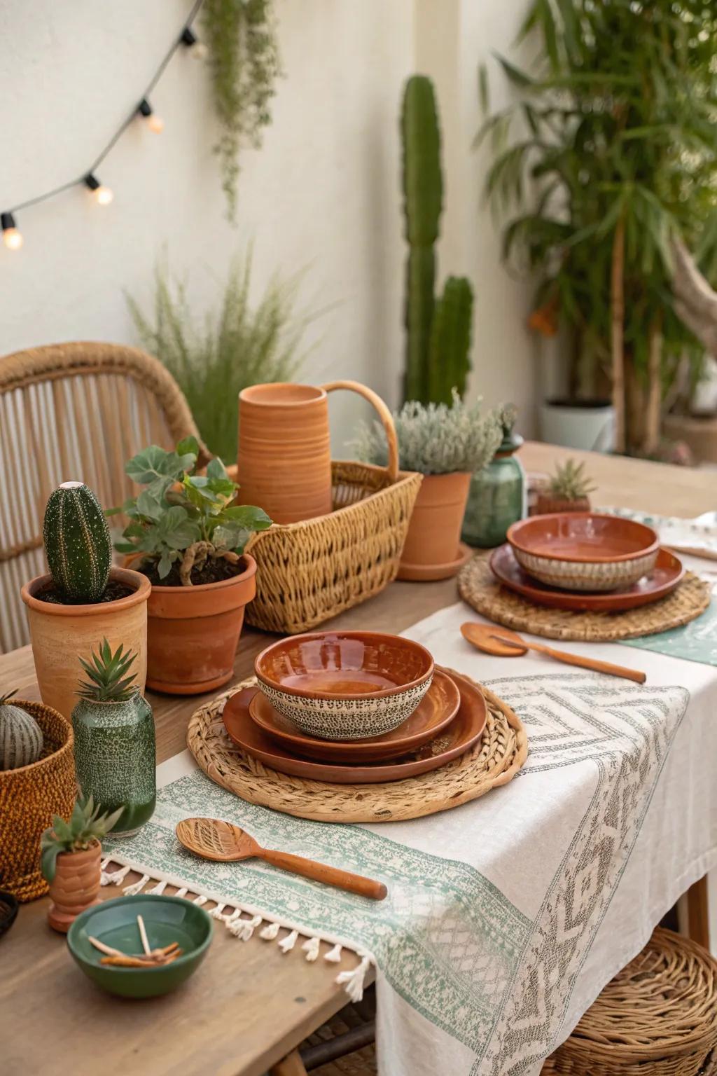 Earthy tones bring warmth and tranquility to your table.