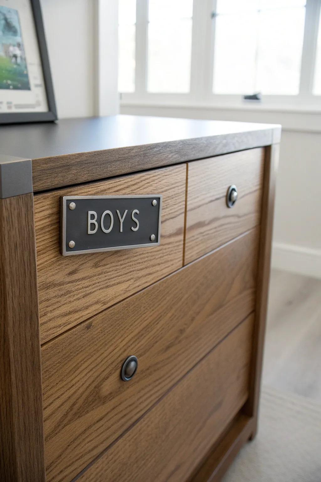 Transform a simple dresser into a unique masterpiece with a custom nameplate. Make it truly theirs!