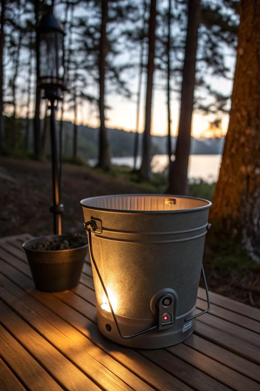 Illuminate your camping experience with style and control. Adjust the mood effortlessly with a dimmer switch bucket light.