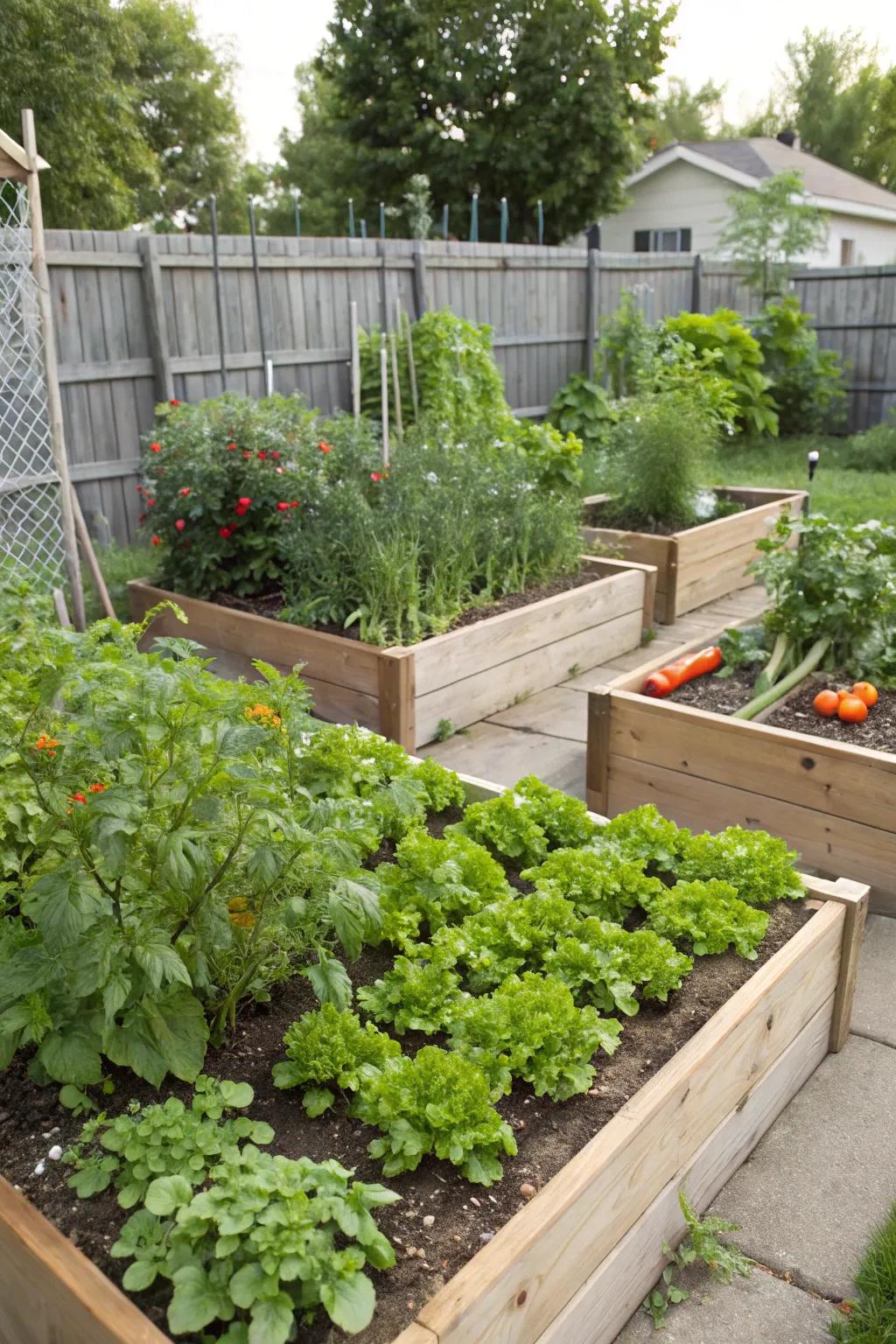 Raised garden beds are a compact solution for growing your own produce.