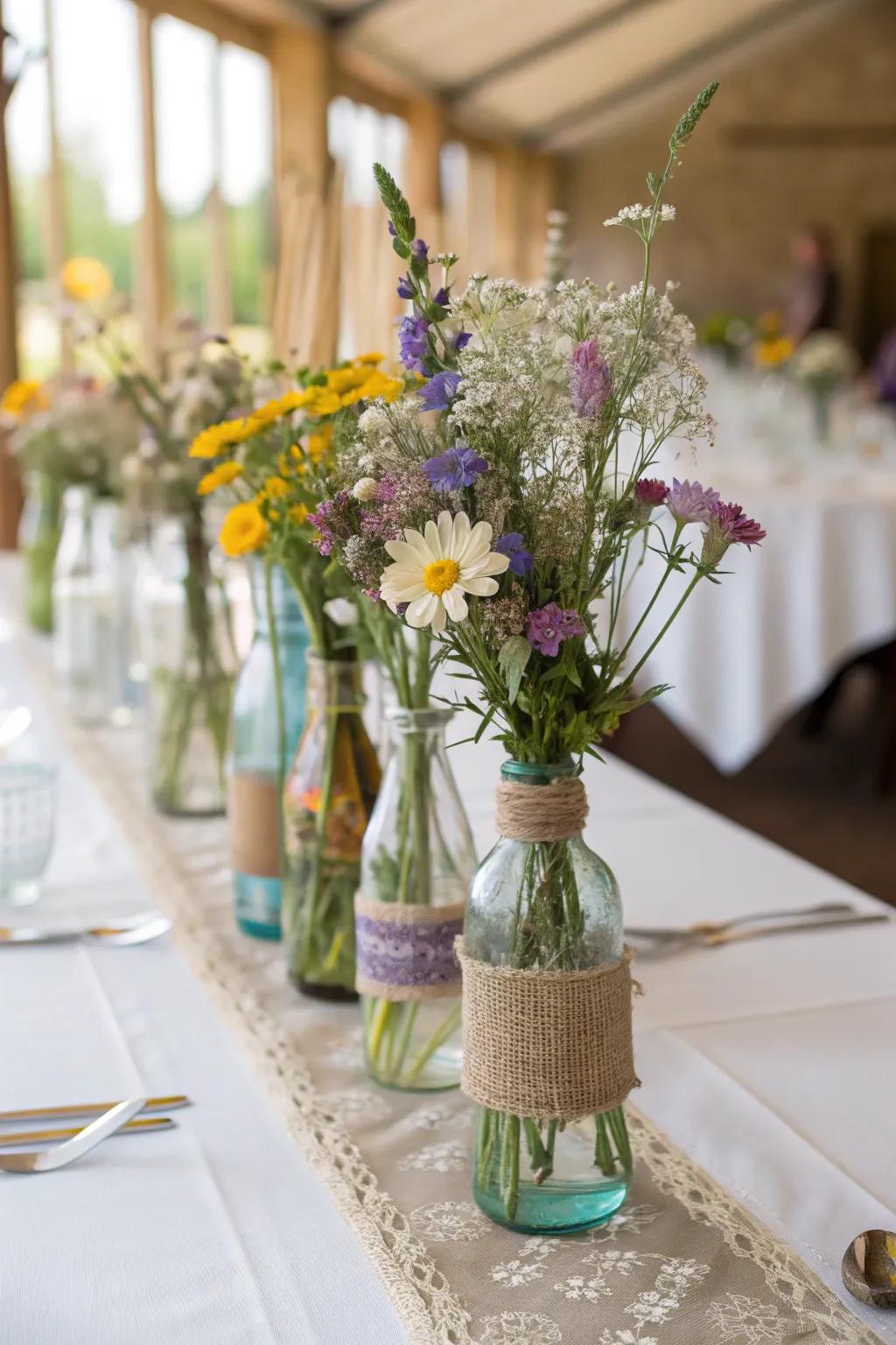 Upcycling adds character and sustainability to your wedding decor.