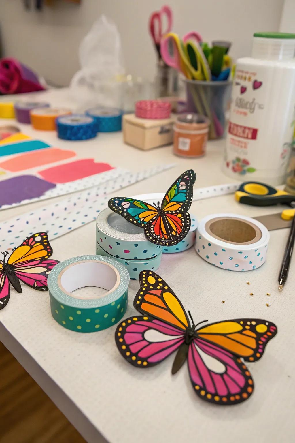 Washi tape offers endless design possibilities for butterflies.