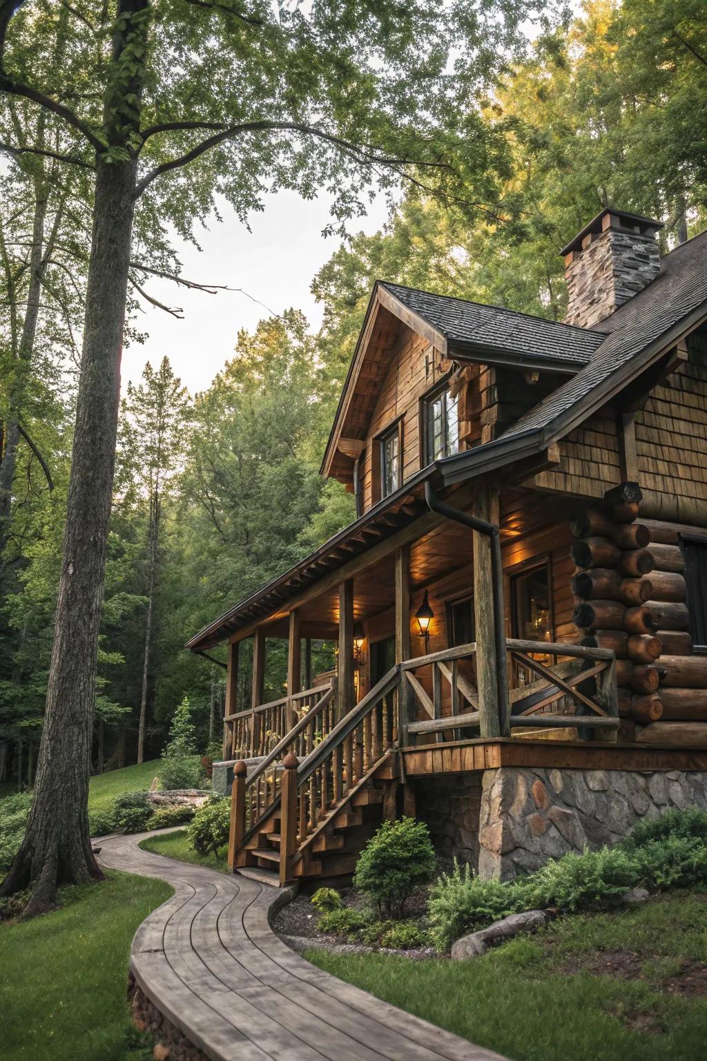 Rustic log features enhancing the cabin's authenticity