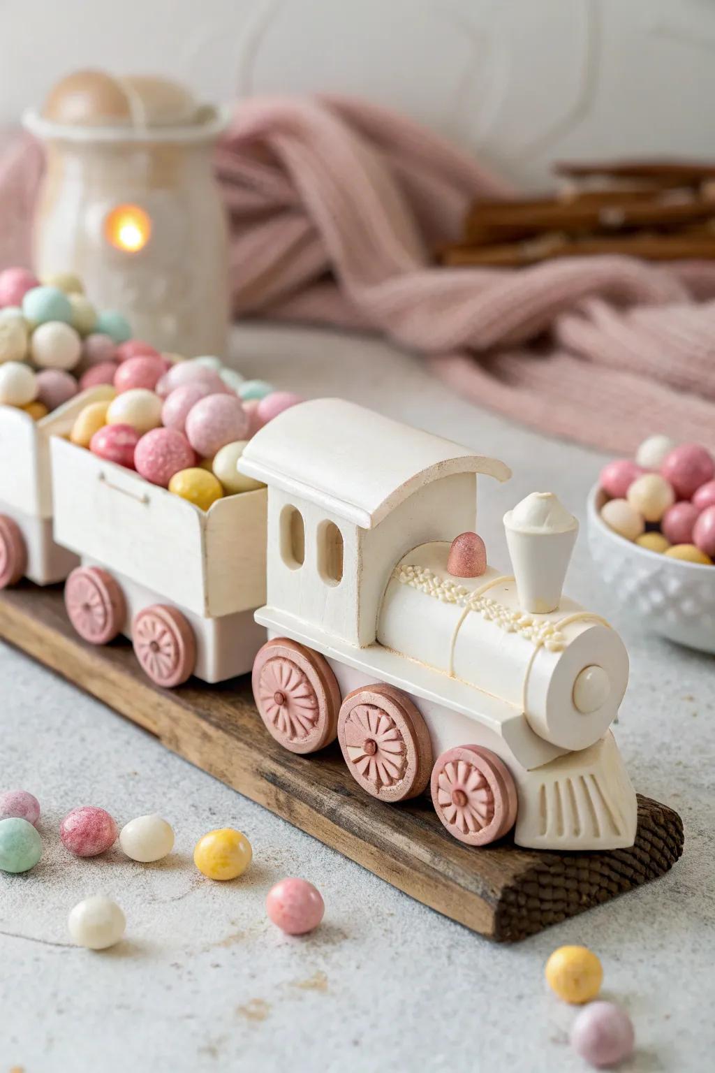 Discover the sweet surprise hidden in this charming candy train!