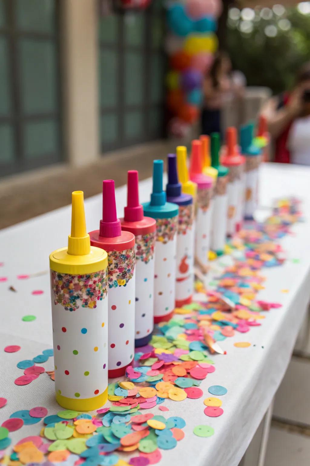 DIY confetti poppers for adding a festive spark.