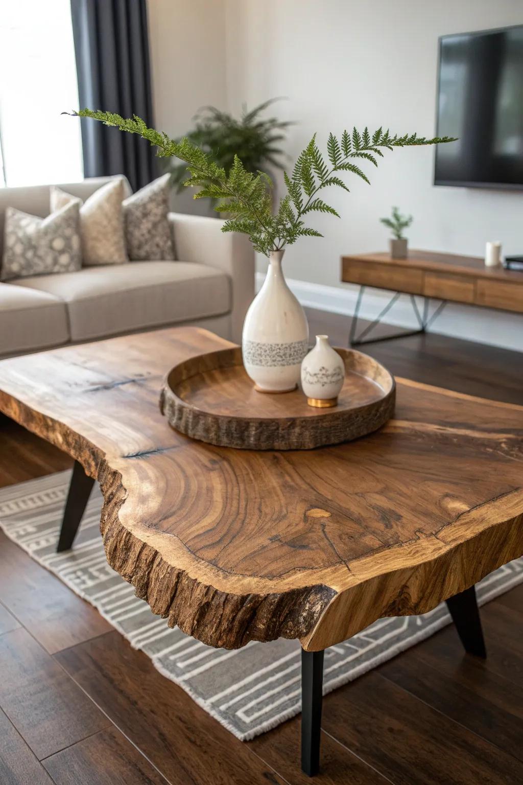 Elevate your space with the timeless beauty of a live edge coffee table.