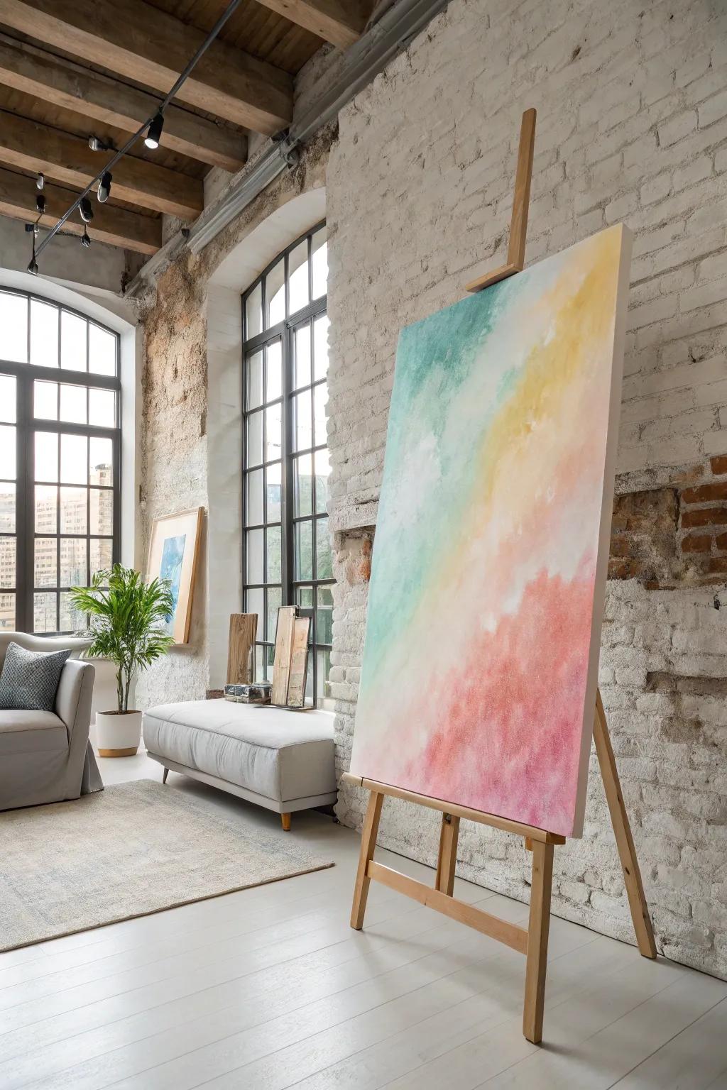 Abstract canvas art with chalk powder transforms your space into a gallery.