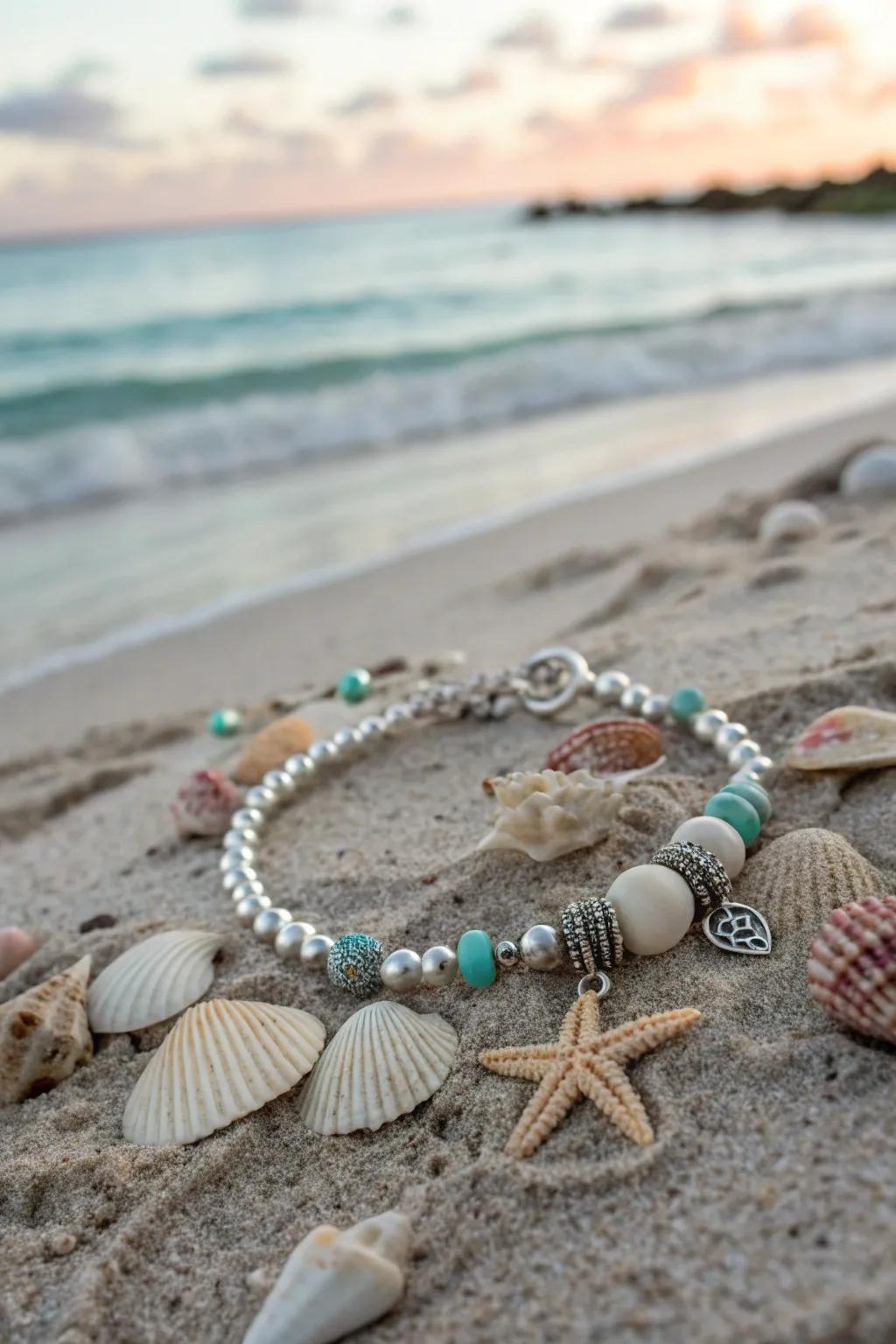 An ocean-themed charm bracelet that transports you to the seaside.