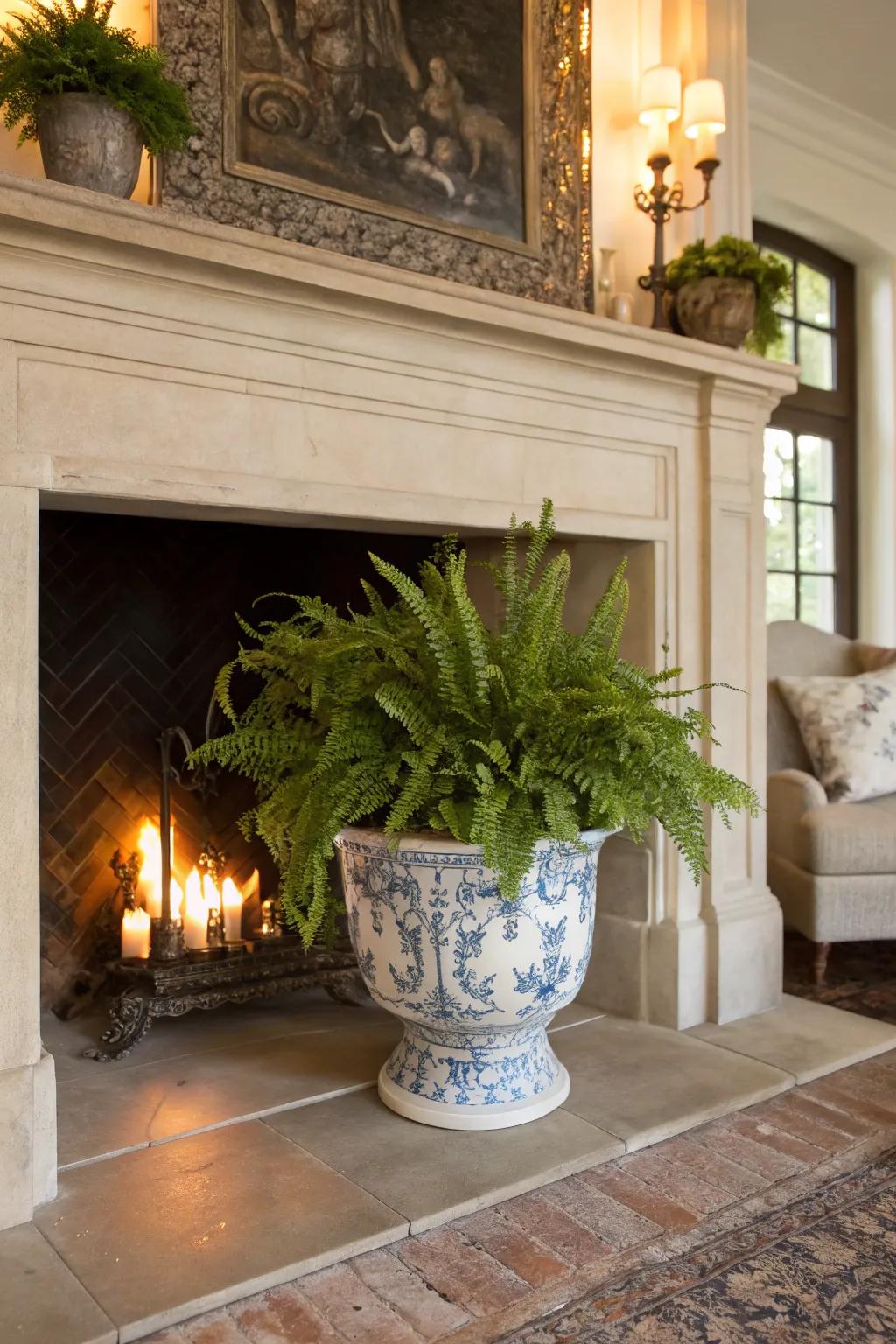 Chinoiserie planters bringing nature indoors with style.