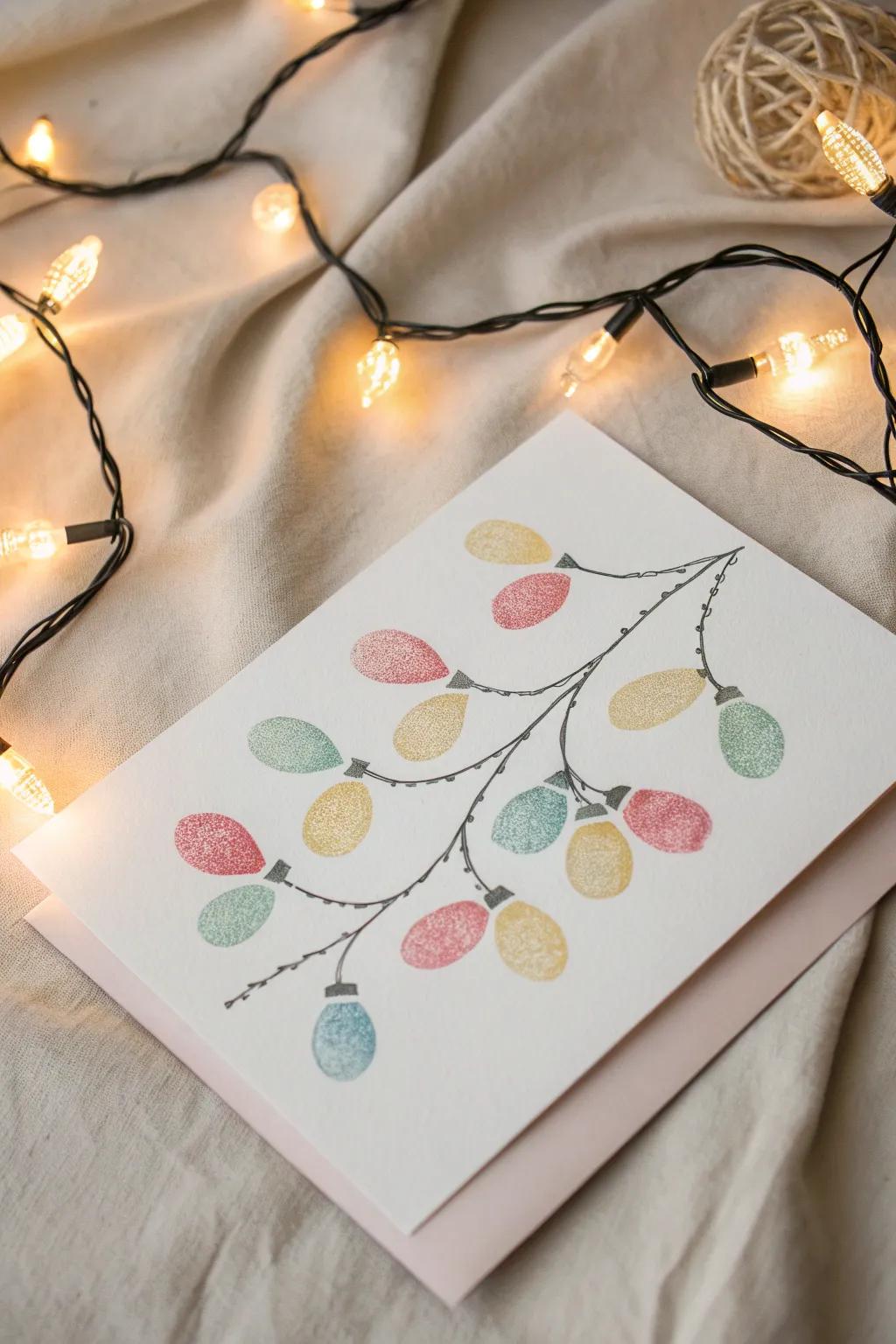 Crafting memories: Fingerprint Christmas lights that twinkle with creativity and love.
