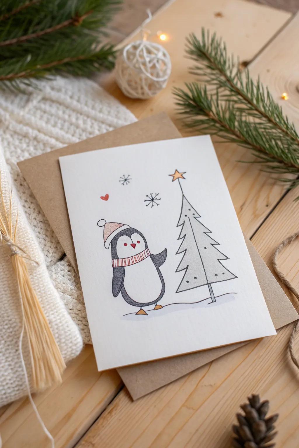 Capture the joy of the season with a charming penguin Christmas card, perfect for spreading smiles and festive cheer.