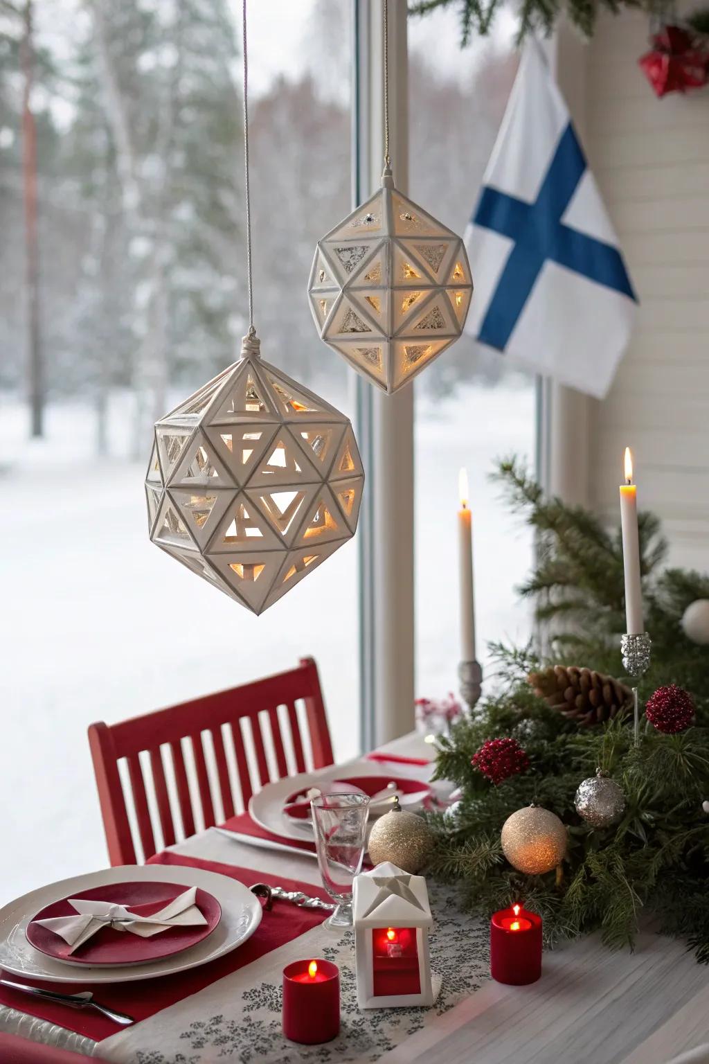 Finnish himmelis bring geometric elegance to holiday decor.