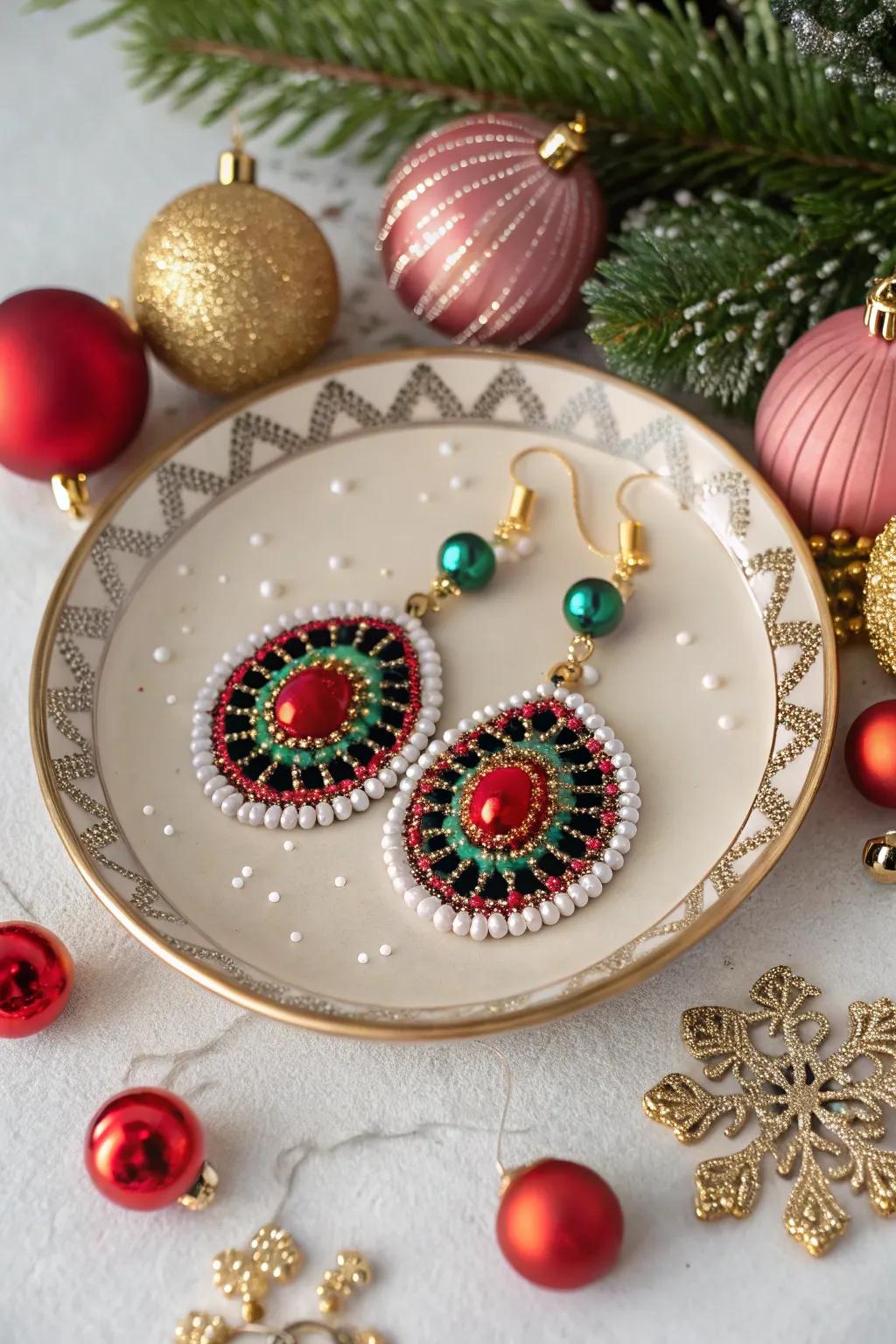 Stand out this season with vibrant beaded statement earrings.