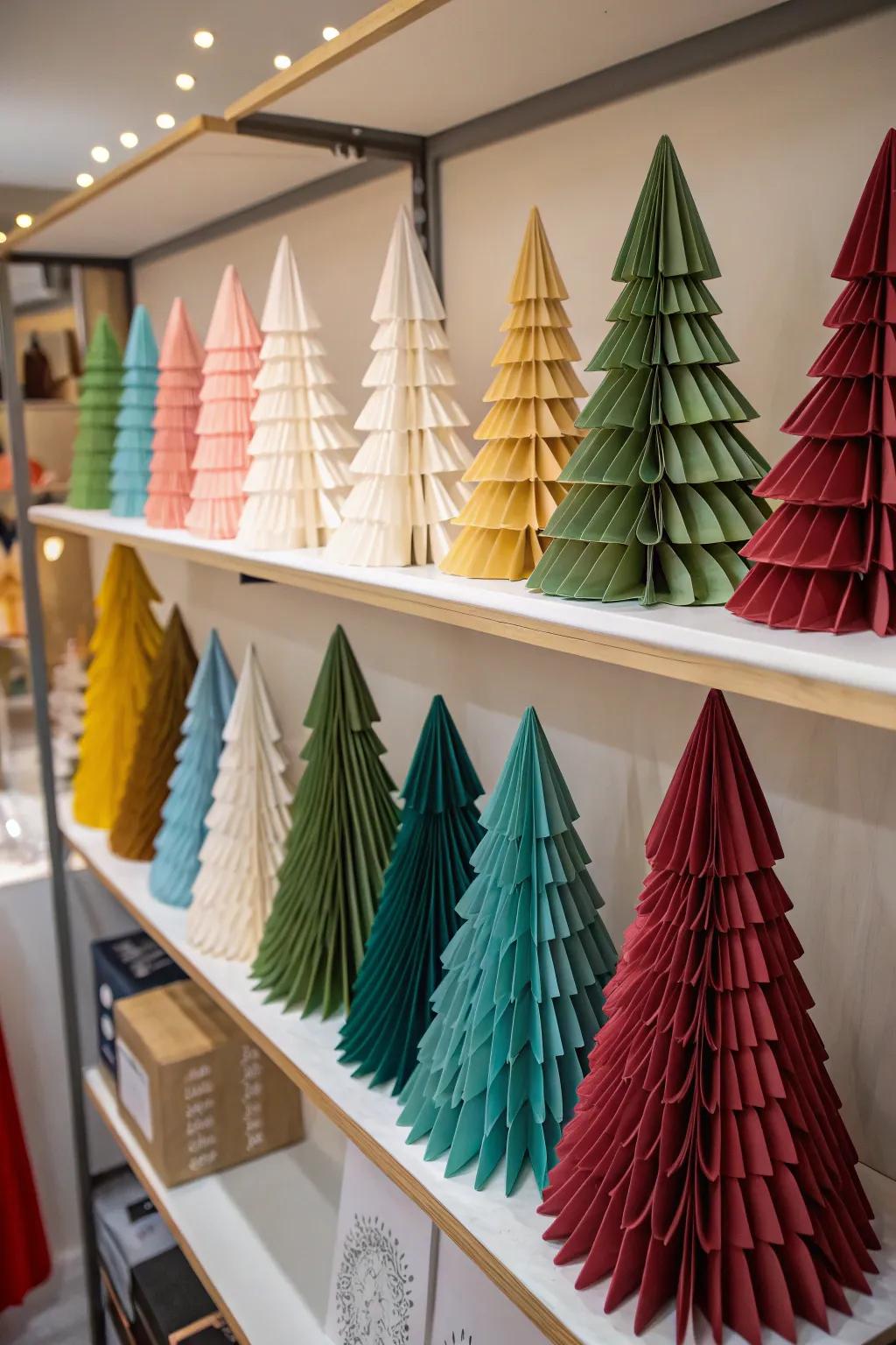 Add dimension to your decor with accordion paper trees.