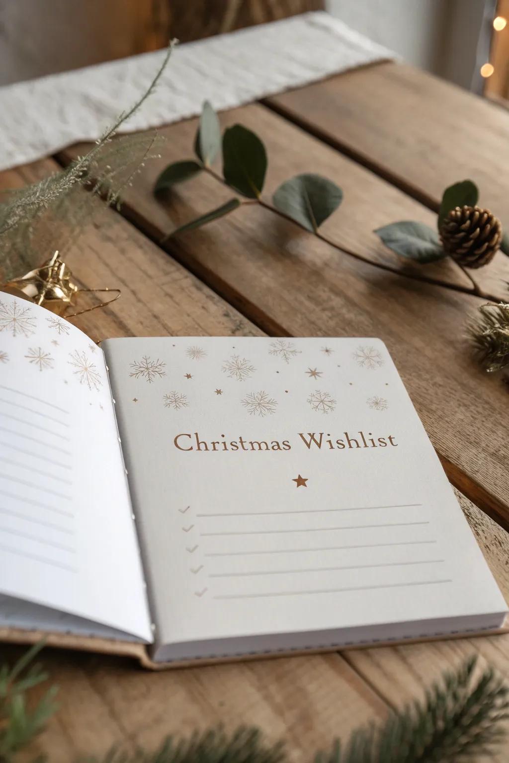 Discover hidden wishes with elegant interactive flaps that add a delightful surprise to your Christmas wishlist.