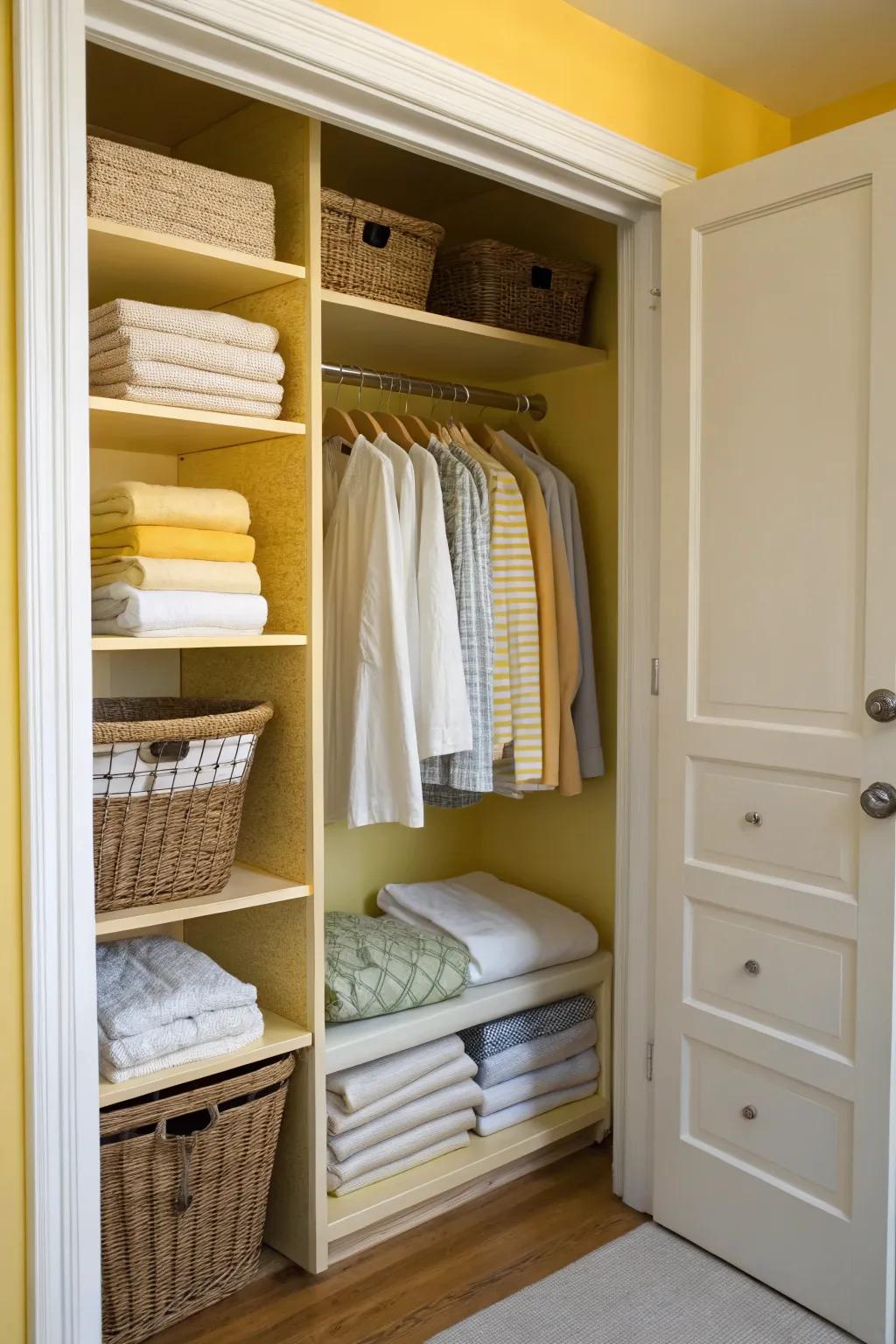 Sunny yellows bring joy and energy to your closet space.