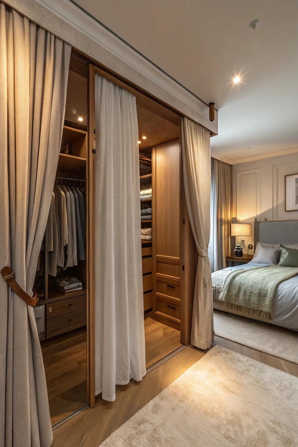 Curtains offer a versatile and comfortable alternative to traditional closet doors.