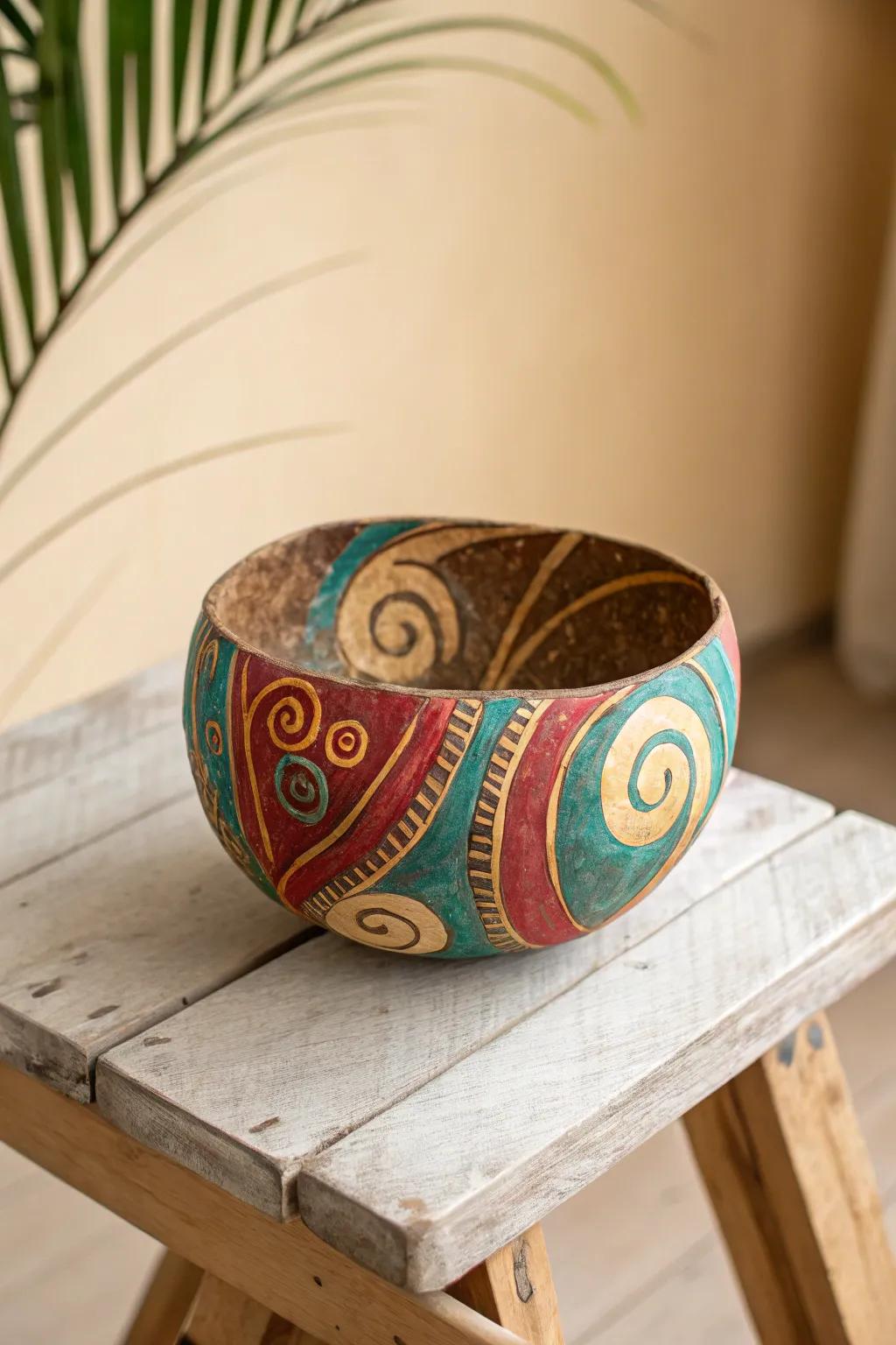 Unleash your creativity with abstract coconut art - where modern meets natural elegance.
