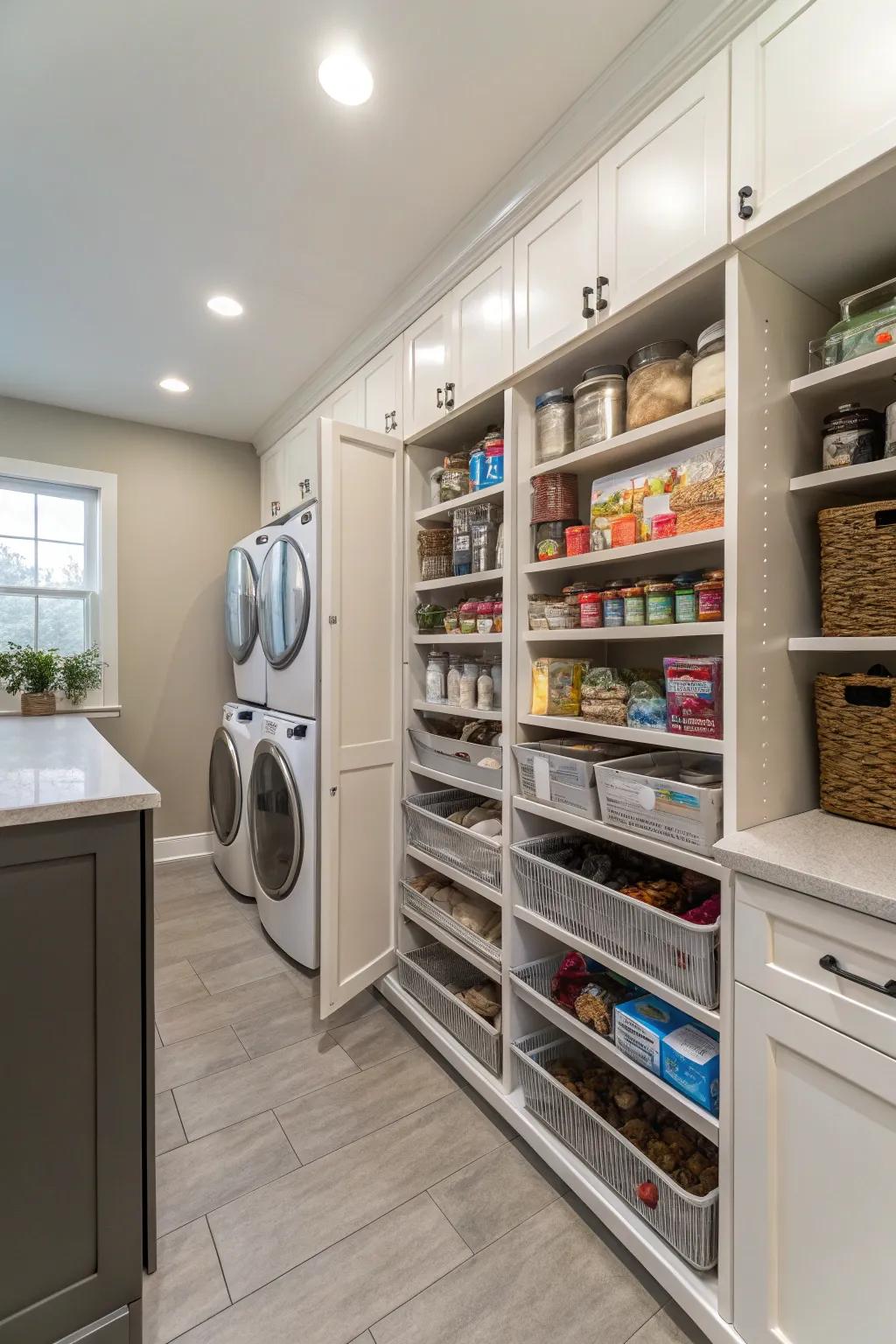 Slide-out shelves enhance accessibility and organization.