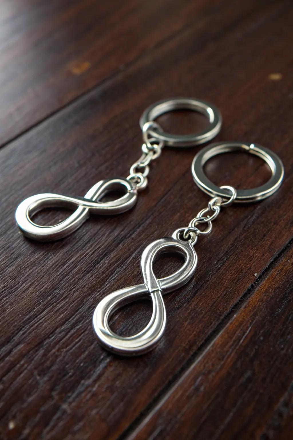 Infinity symbol keychains: a nod to endless love.