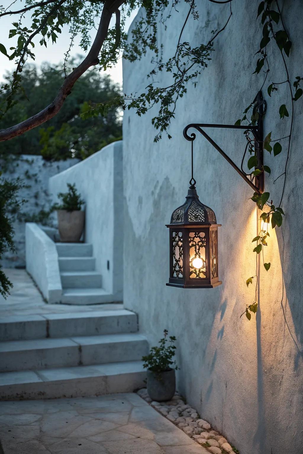 Transform your concrete space into a magical escape with the warm glow of lanterns.