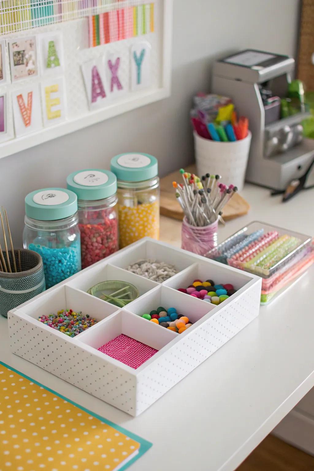 Desk organizers keep your crafting essentials at hand.