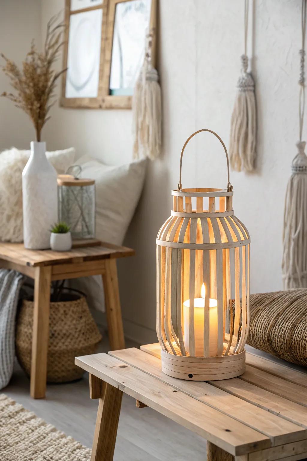 Illuminate your space with the enchanting glow of handmade popsicle stick lanterns, perfect for adding warmth to any setting.