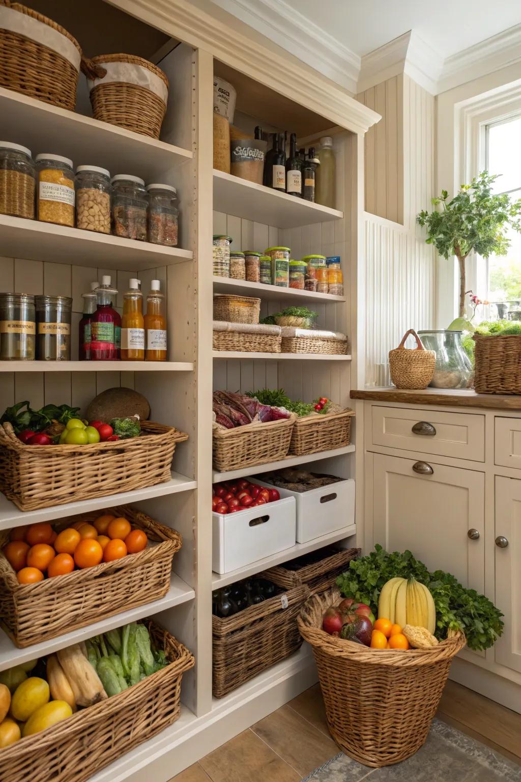 Organize Your Pantry with Rustic Basket Storage