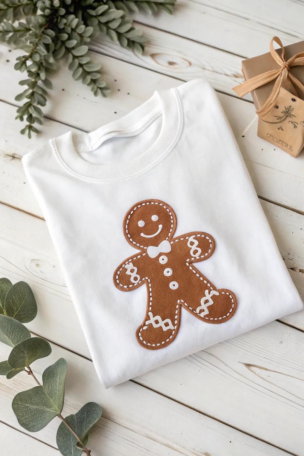Sweeten your holiday wardrobe with this charming gingerbread man design!