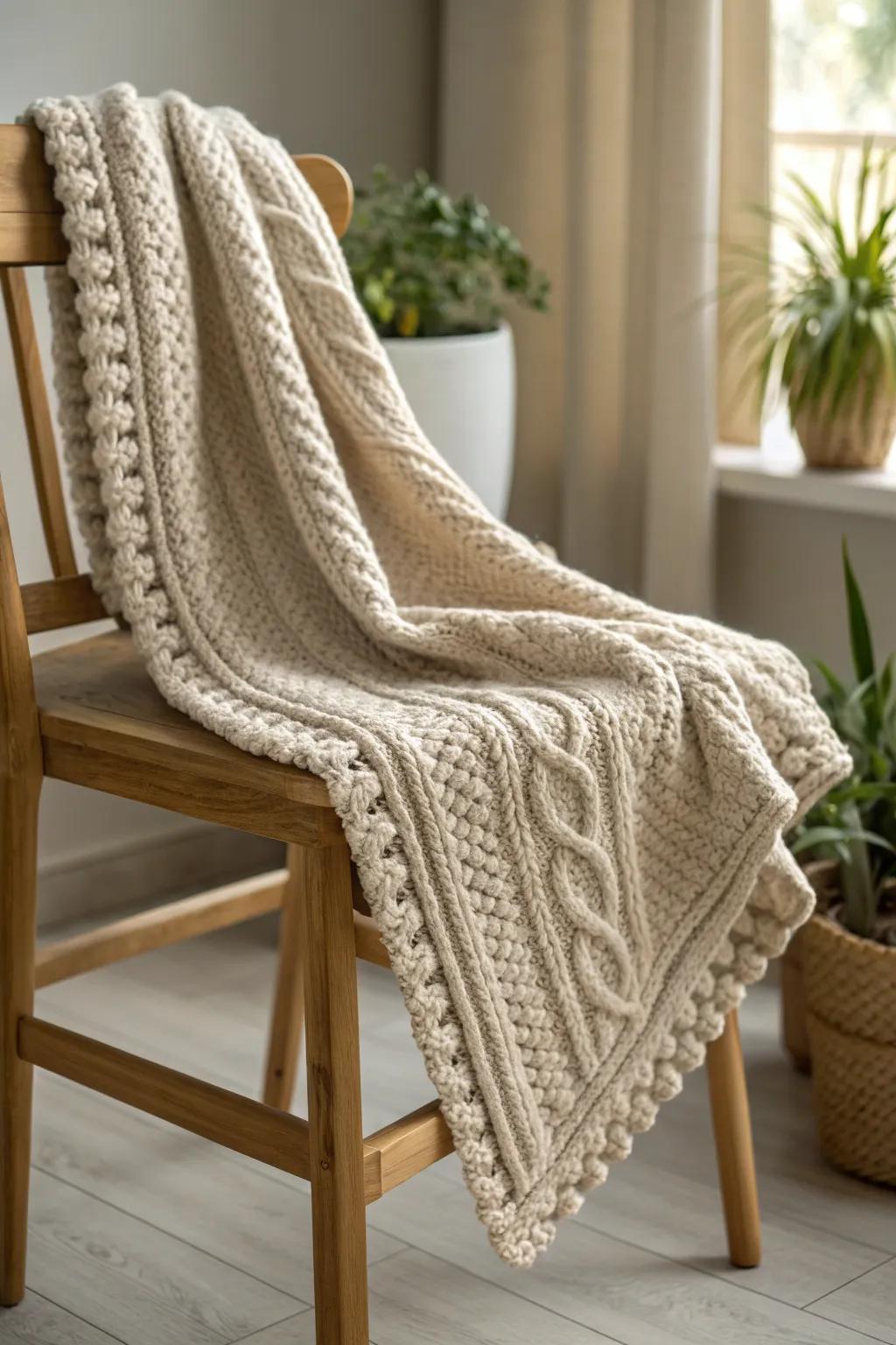 Elevate your crochet blanket with a beautifully textured braided edge - where rustic charm meets minimalist elegance.