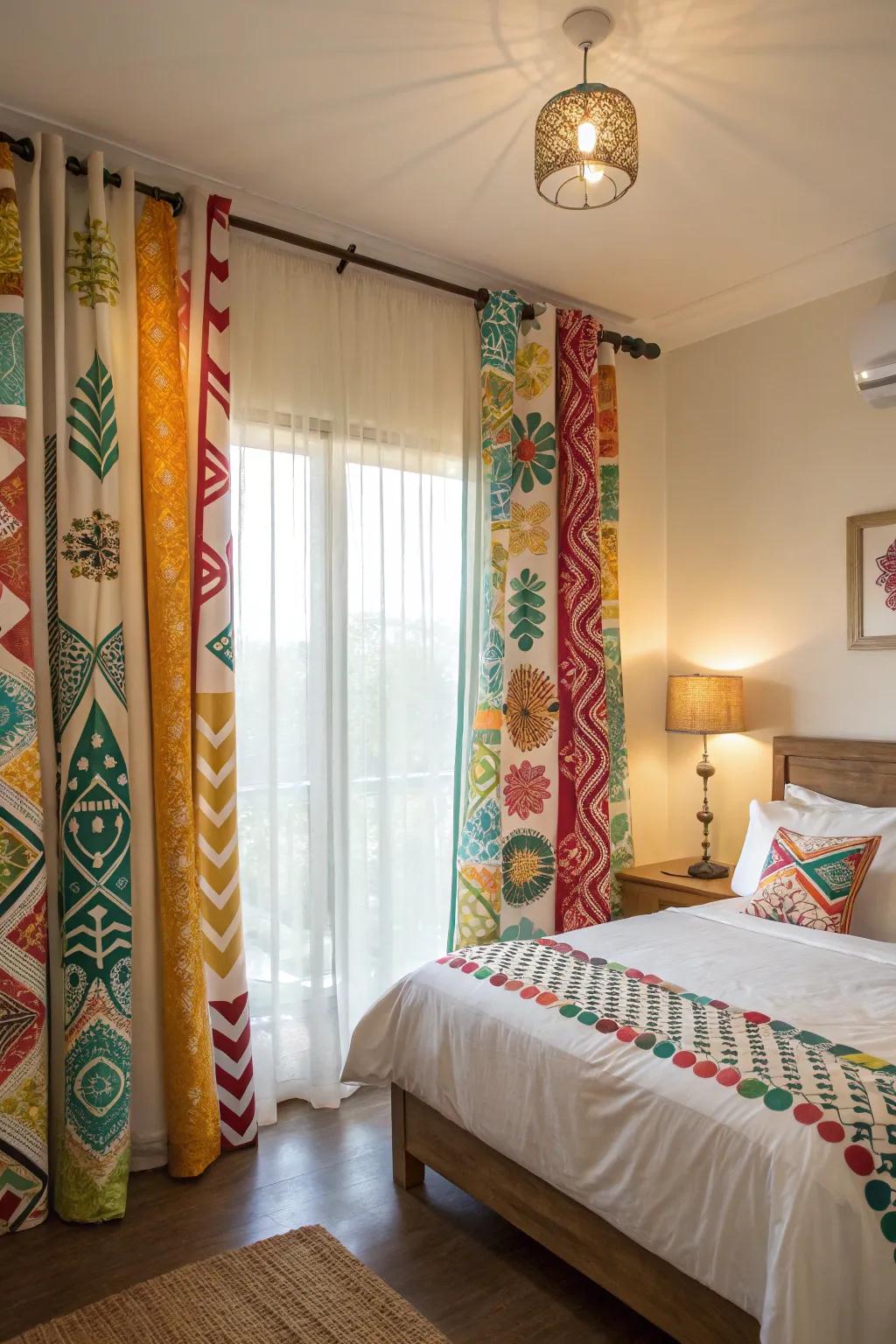 Colorful curtains bring cheer and personality to your bedroom.