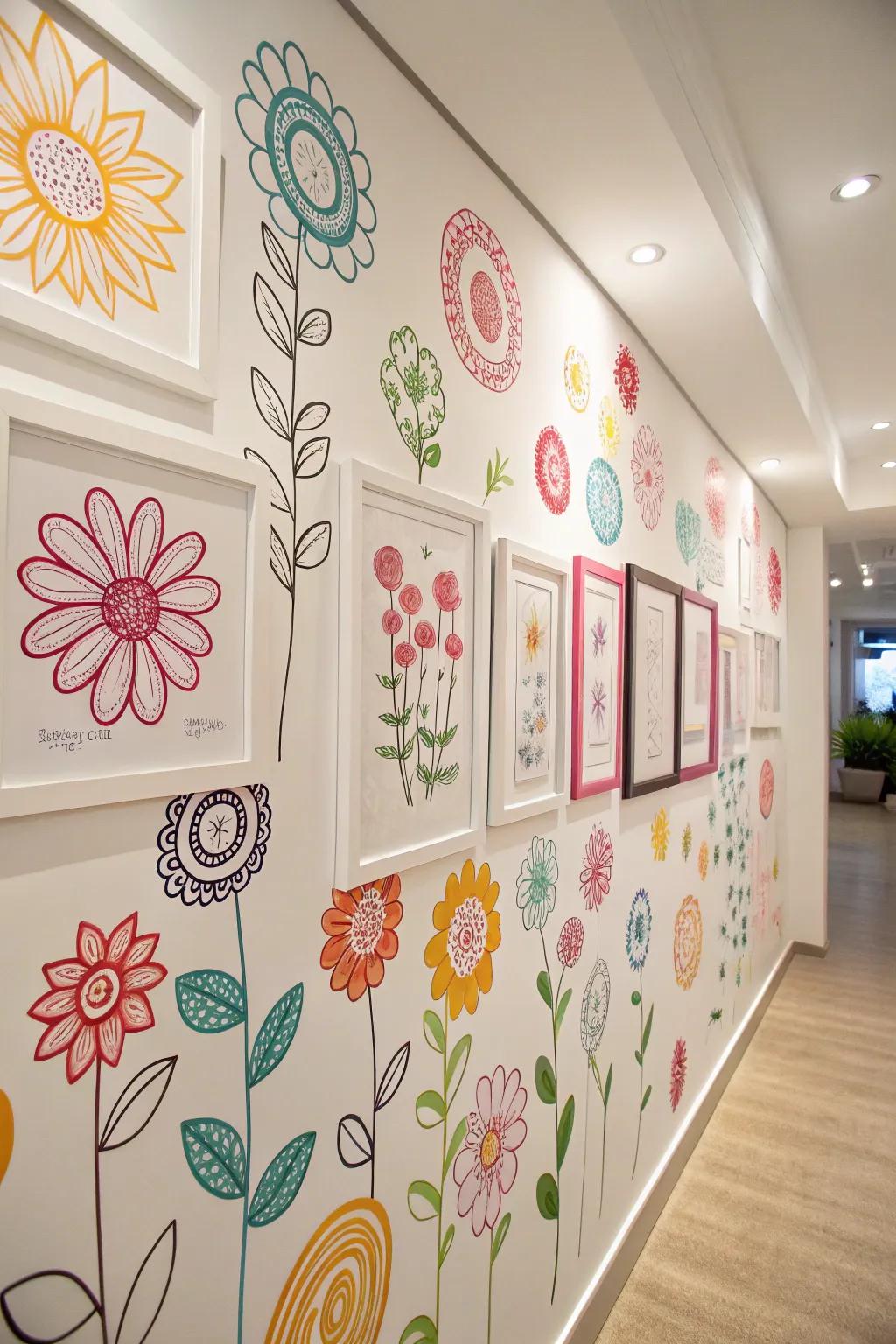 Cheerful flower doodles that bring a splash of color to your art collection.