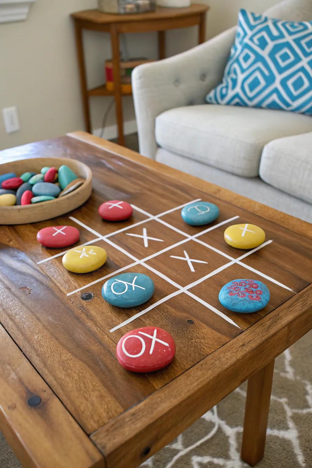 Enjoy game nights with a playful tic tac toe rock set.