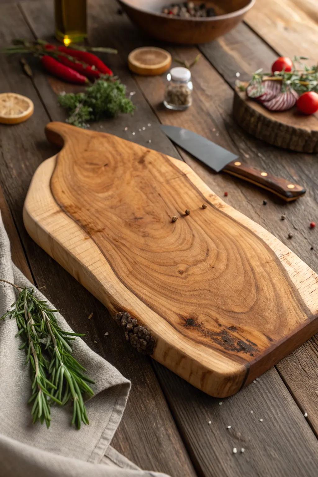 Embrace the wild with a natural edge cutting board, where rustic beauty meets kitchen functionality.