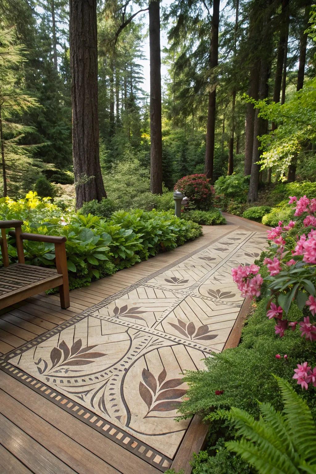 Leaf patterns bring a touch of nature to your deck.