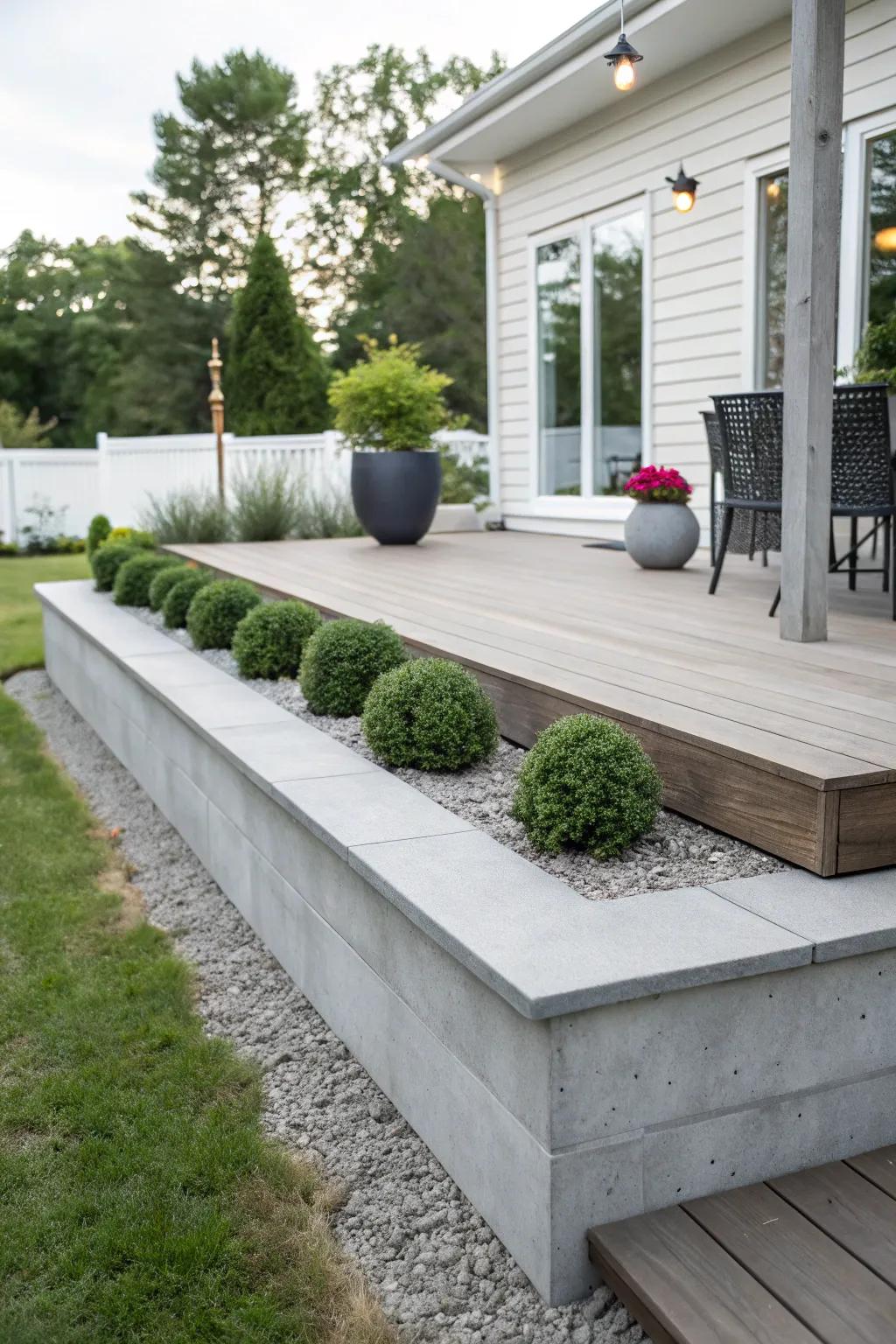 Concrete skirting provides unmatched durability and a modern look.