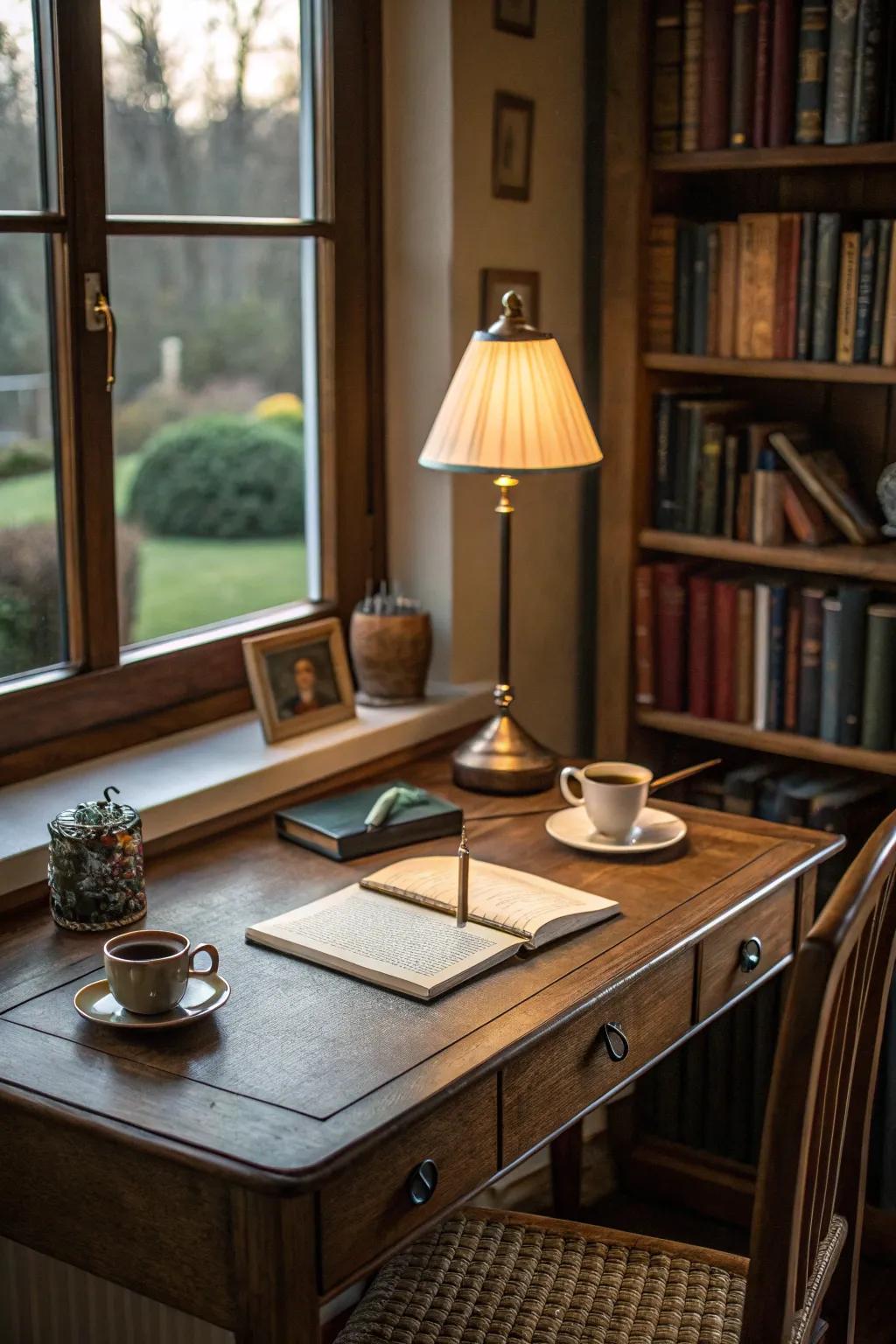 A small classic desk offering simplicity and charm.