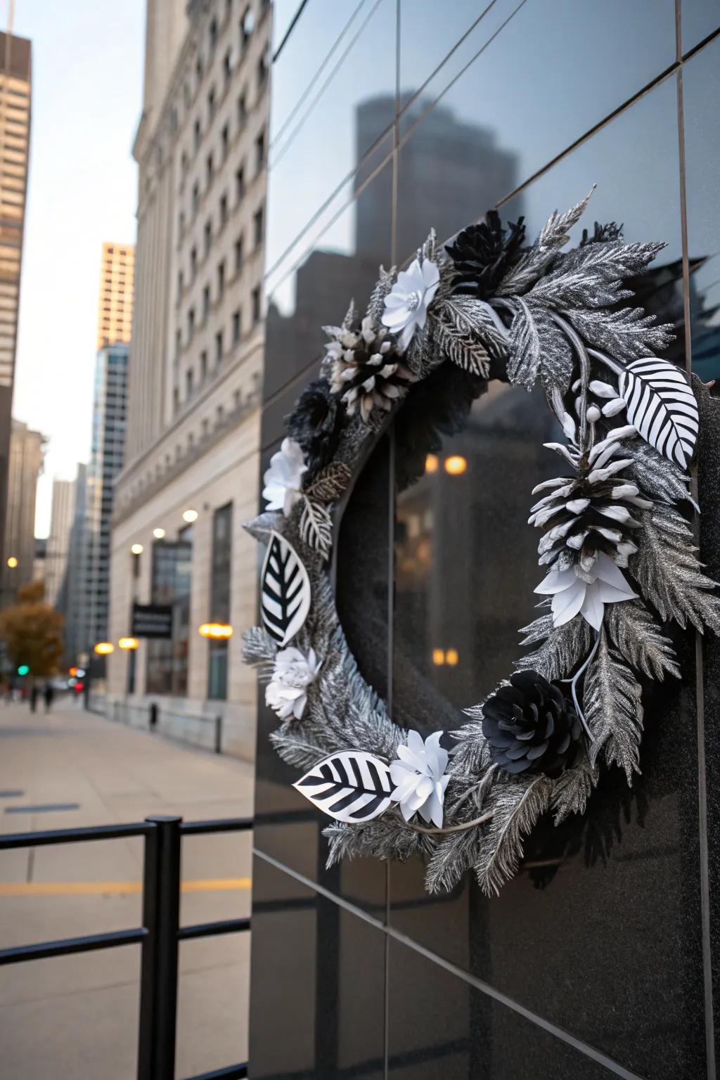 A modern and glamorous metallic wreath.